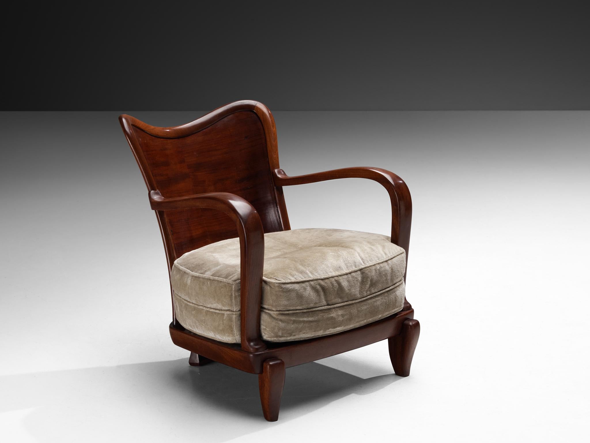 Velours Ernesto Valabrega pour Vittorio Valabrega paire de chaises longues en acajou en vente