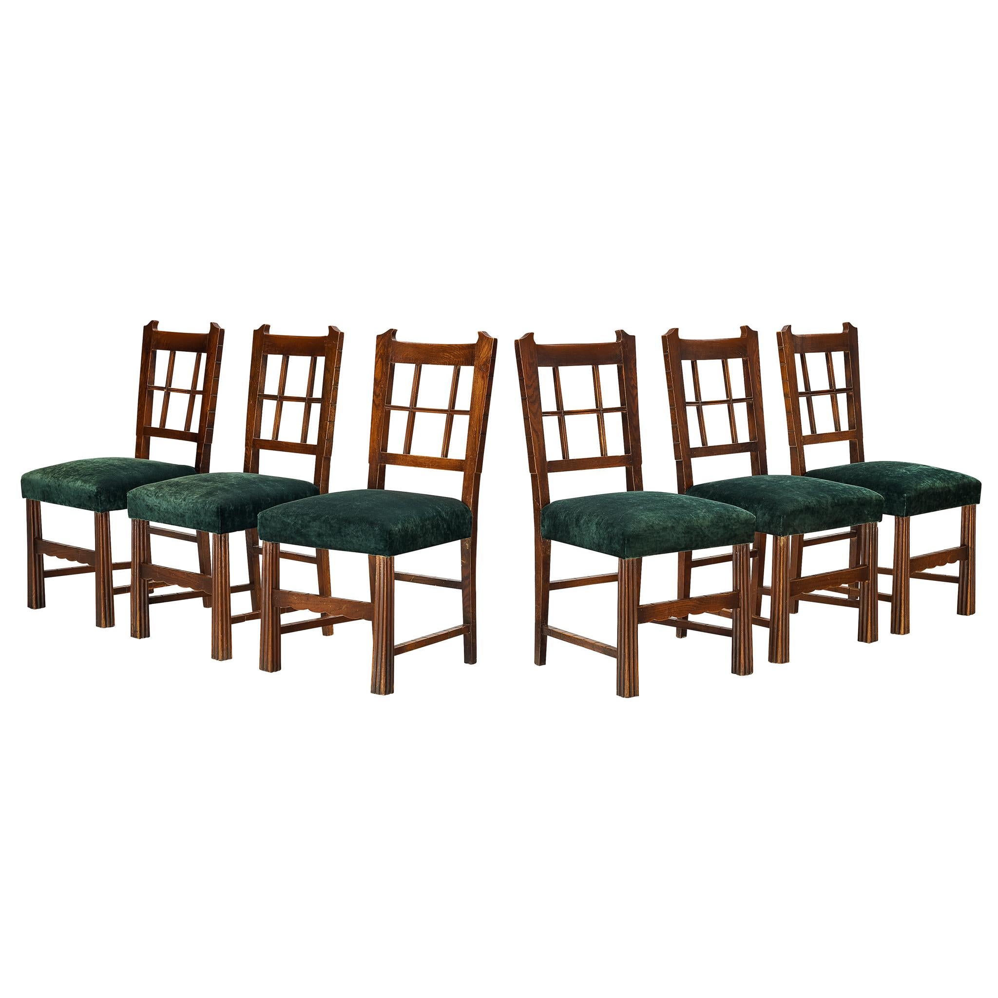 Ernesto Valabrega pour Vittorio Valabrega Six chaises en tissu Oak Pierre Frey