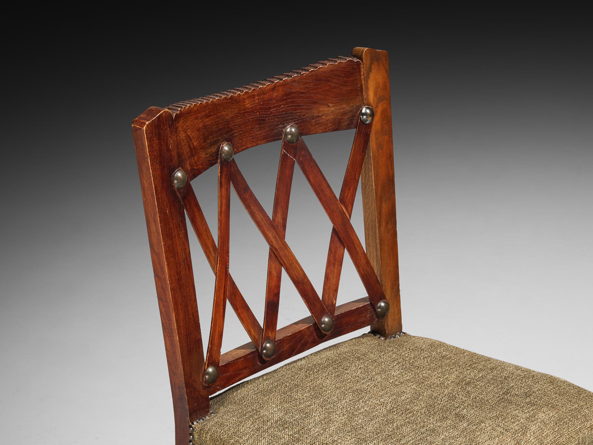 Ernesto Valabrega per Vittorio Valabrega Set di sei sedie da pranzo in Oak in vendita 4