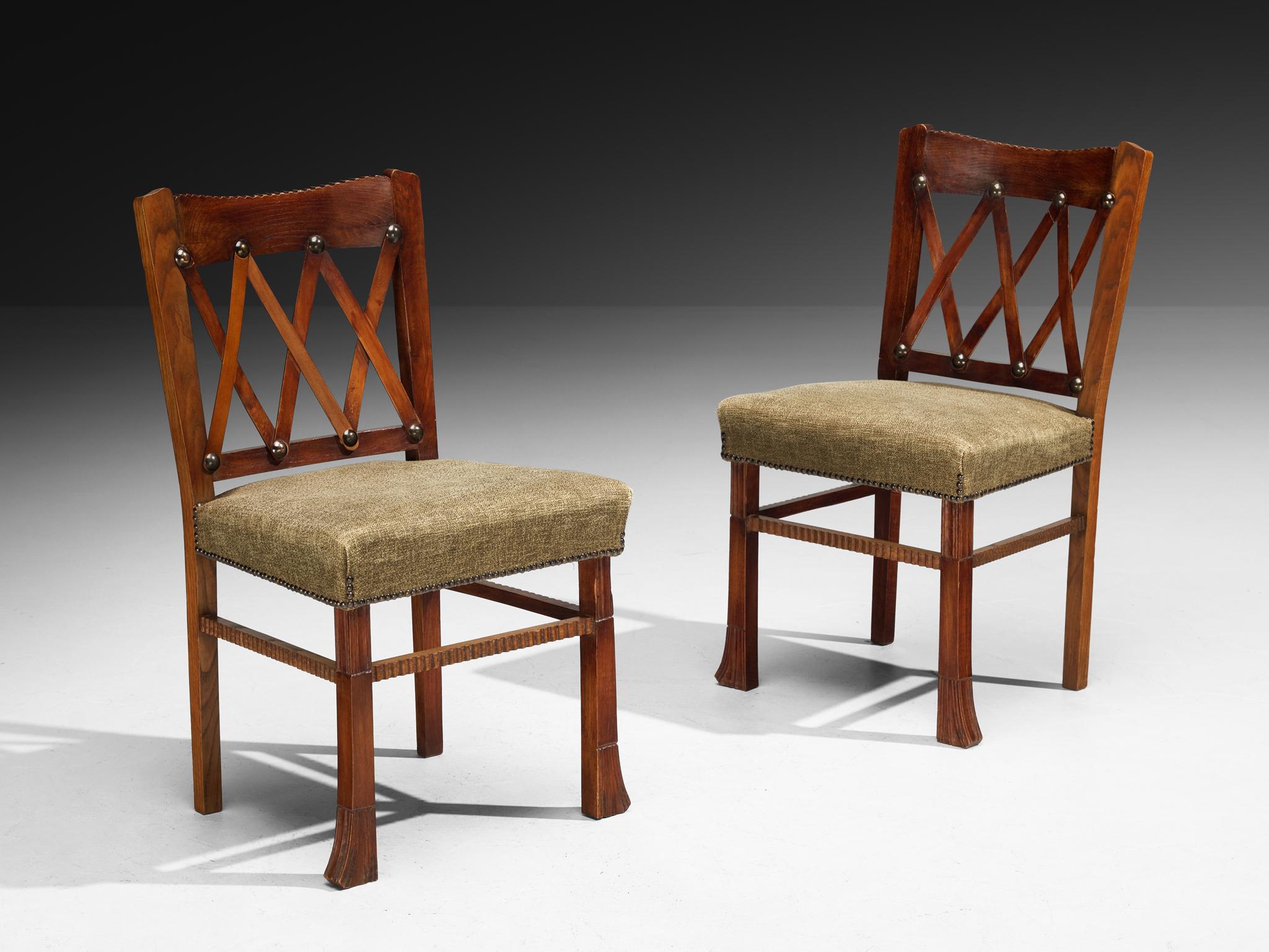 Ernesto Valabrega for Vittorio Valabrega Set of Six Dining Chairs in Oak Art Decó en venta