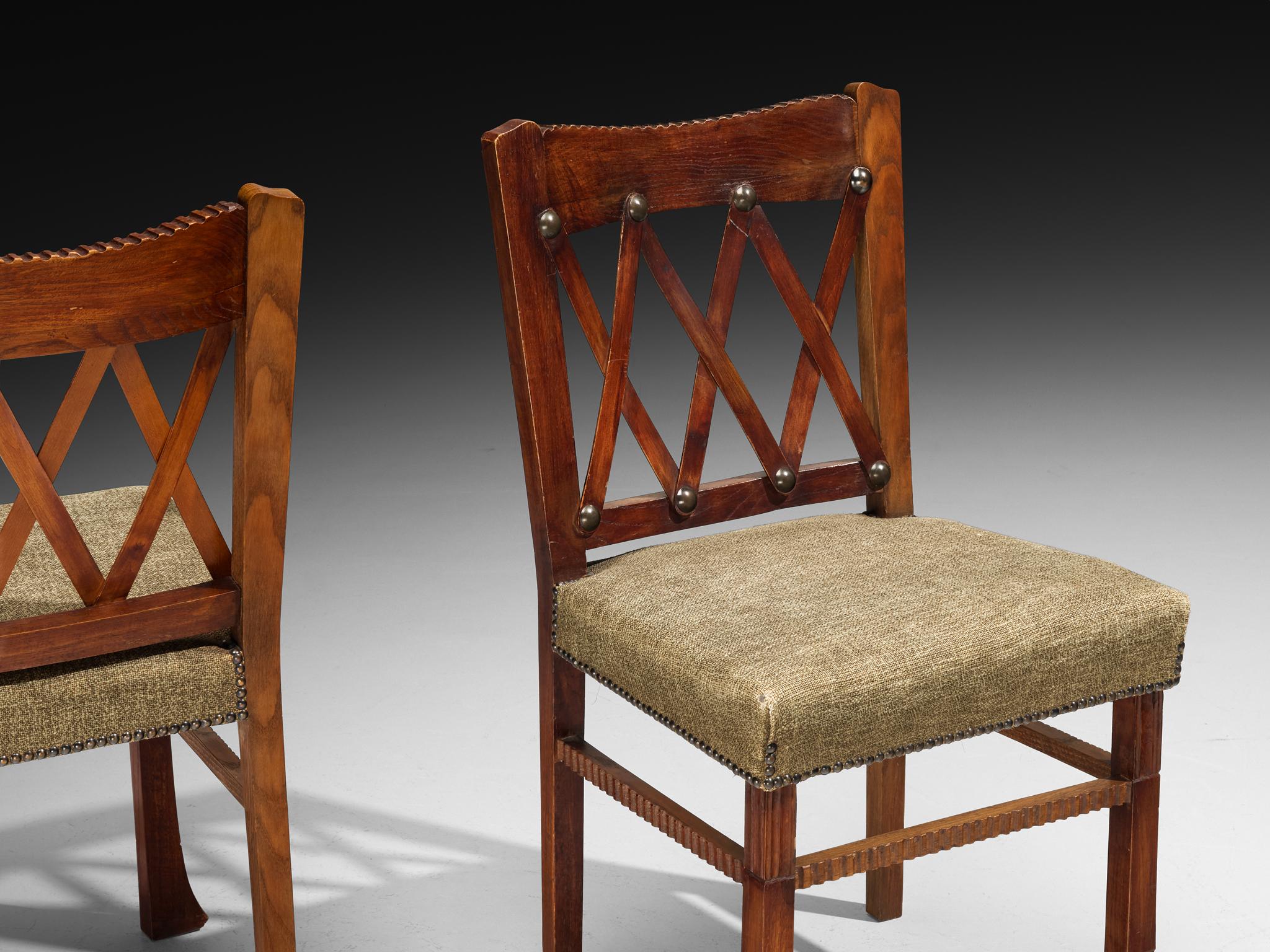 Ernesto Valabrega for Vittorio Valabrega Set of Six Dining Chairs in Oak Italiano en venta