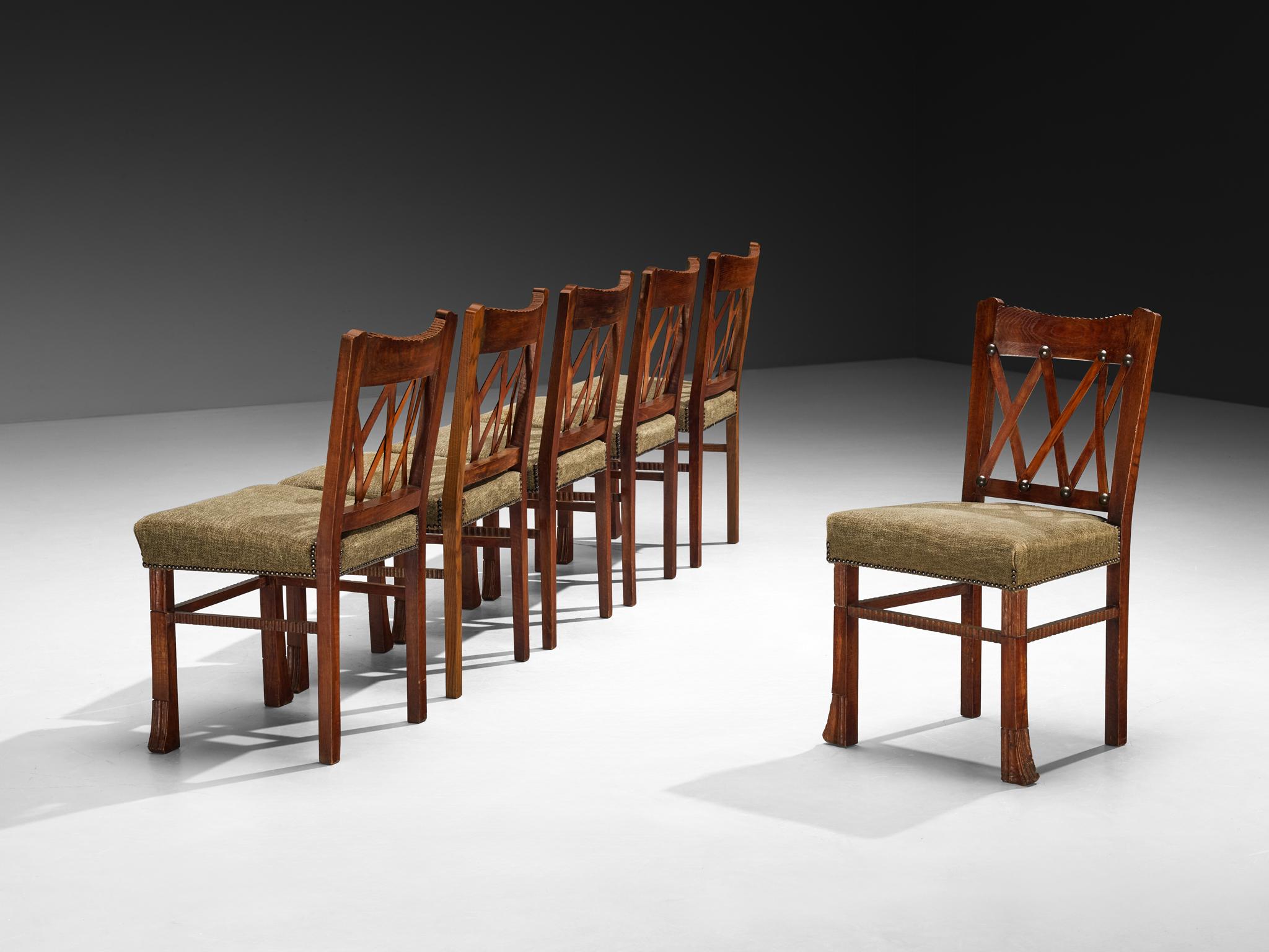 Ernesto Valabrega for Vittorio Valabrega Set of Six Dining Chairs in Oak en Bueno estado para la venta en Waalwijk, NL