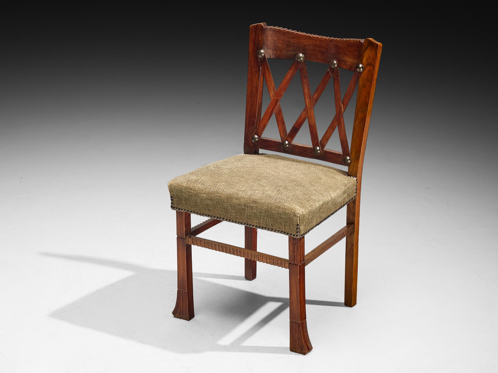 Ernesto Valabrega for Vittorio Valabrega Set of Six Dining Chairs in Oak Latón en venta