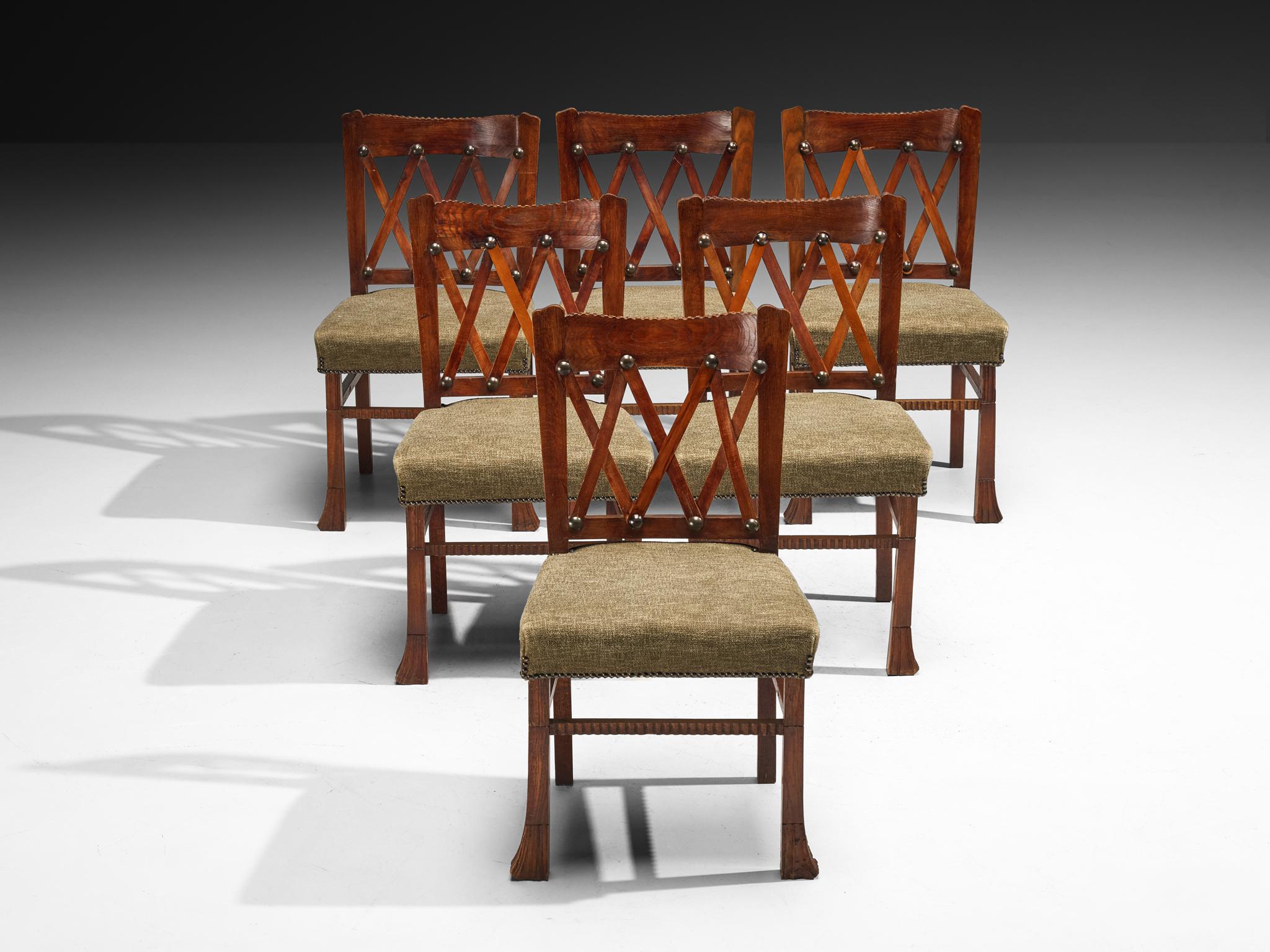 Ernesto Valabrega for Vittorio Valabrega Set of Six Dining Chairs in Oak en venta 1