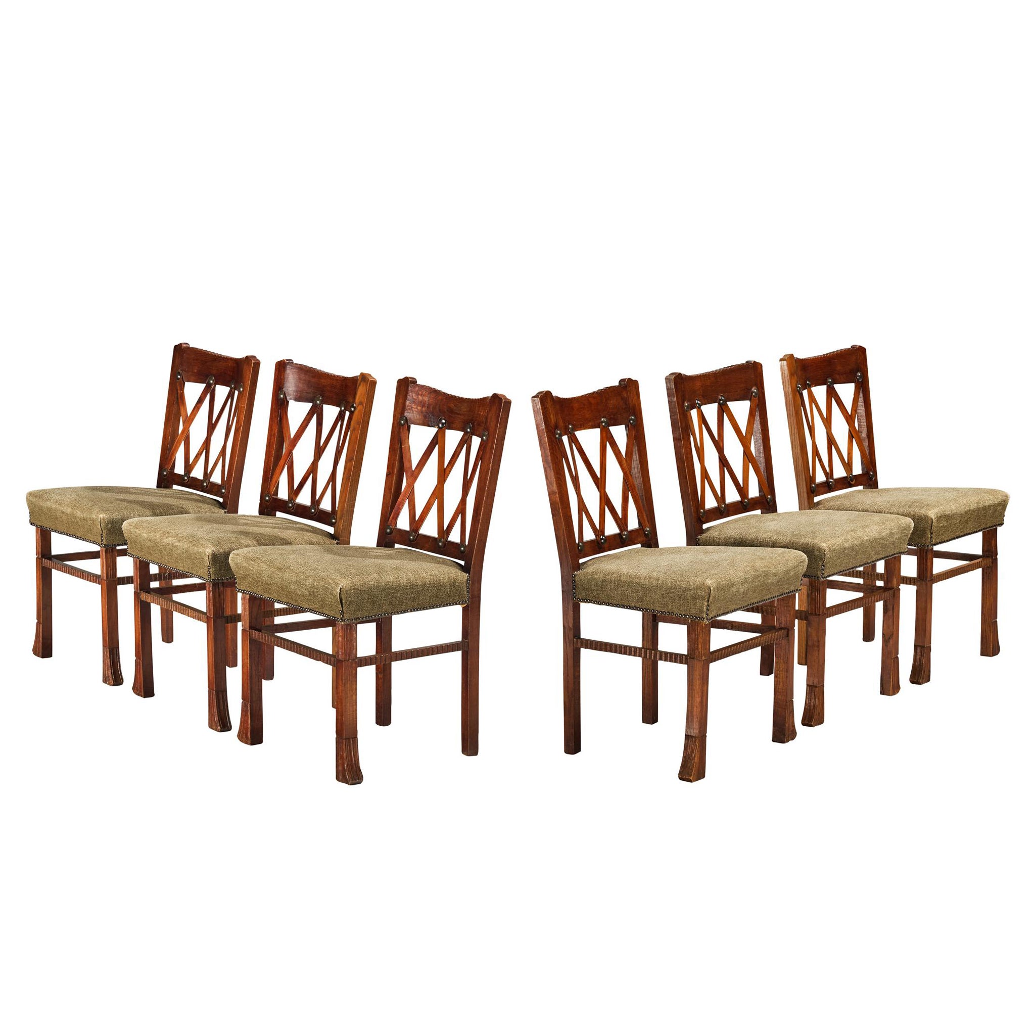 Ernesto Valabrega for Vittorio Valabrega Set of Six Dining Chairs in Oak