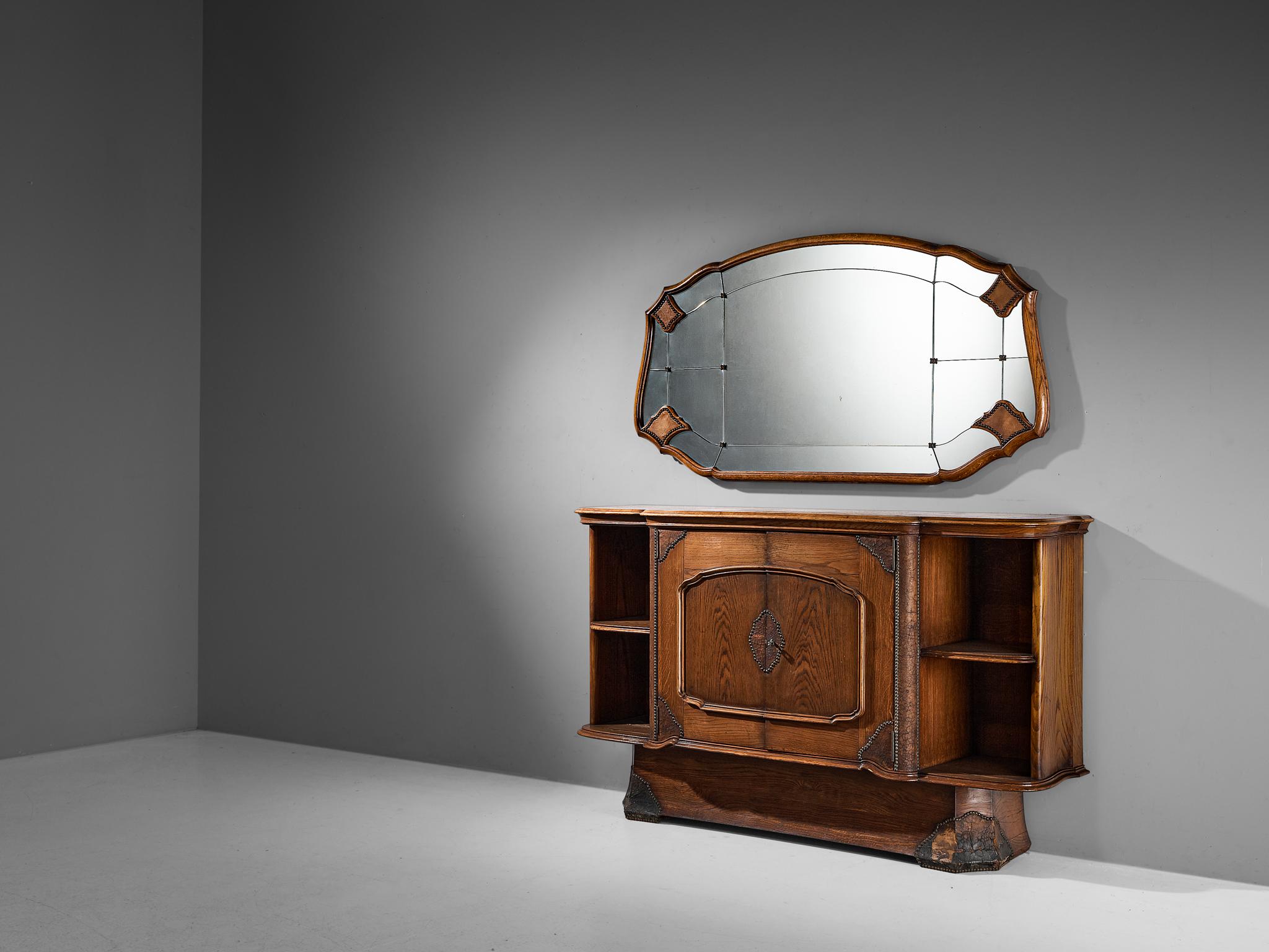 Art Deco Ernesto Valabrega Large Mirror in Oak