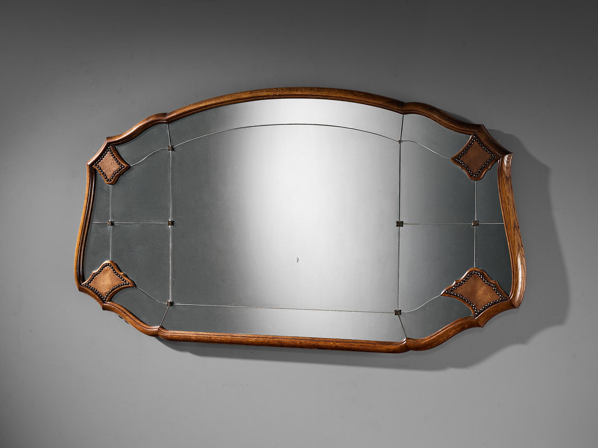 Ernesto Valabrega Large Mirror in Oak In Good Condition In Waalwijk, NL