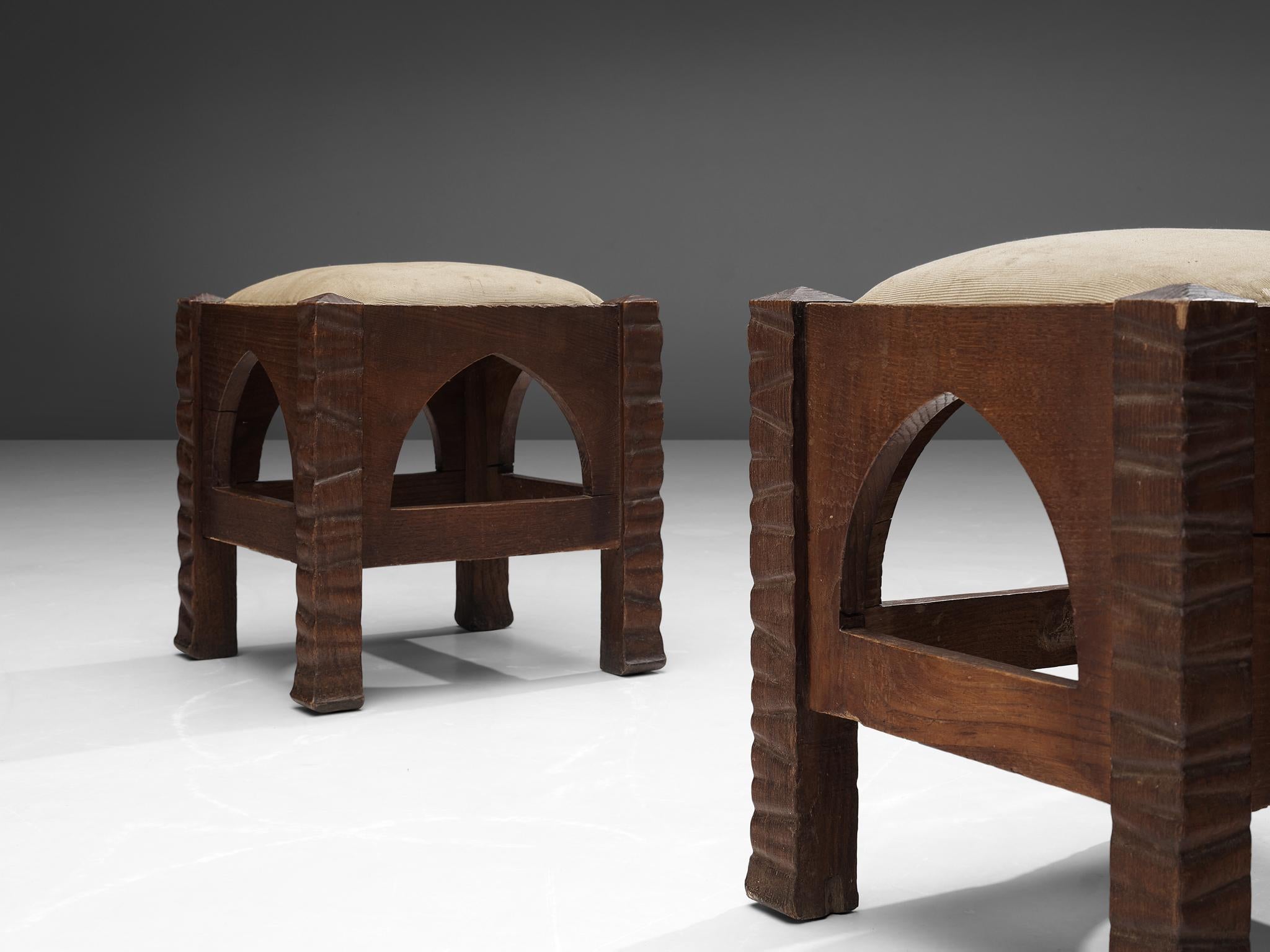 Ernesto Valabrega Pair of Ottomans in Oak 1