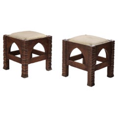 Ernesto Valabrega Pair of Ottomans in Oak