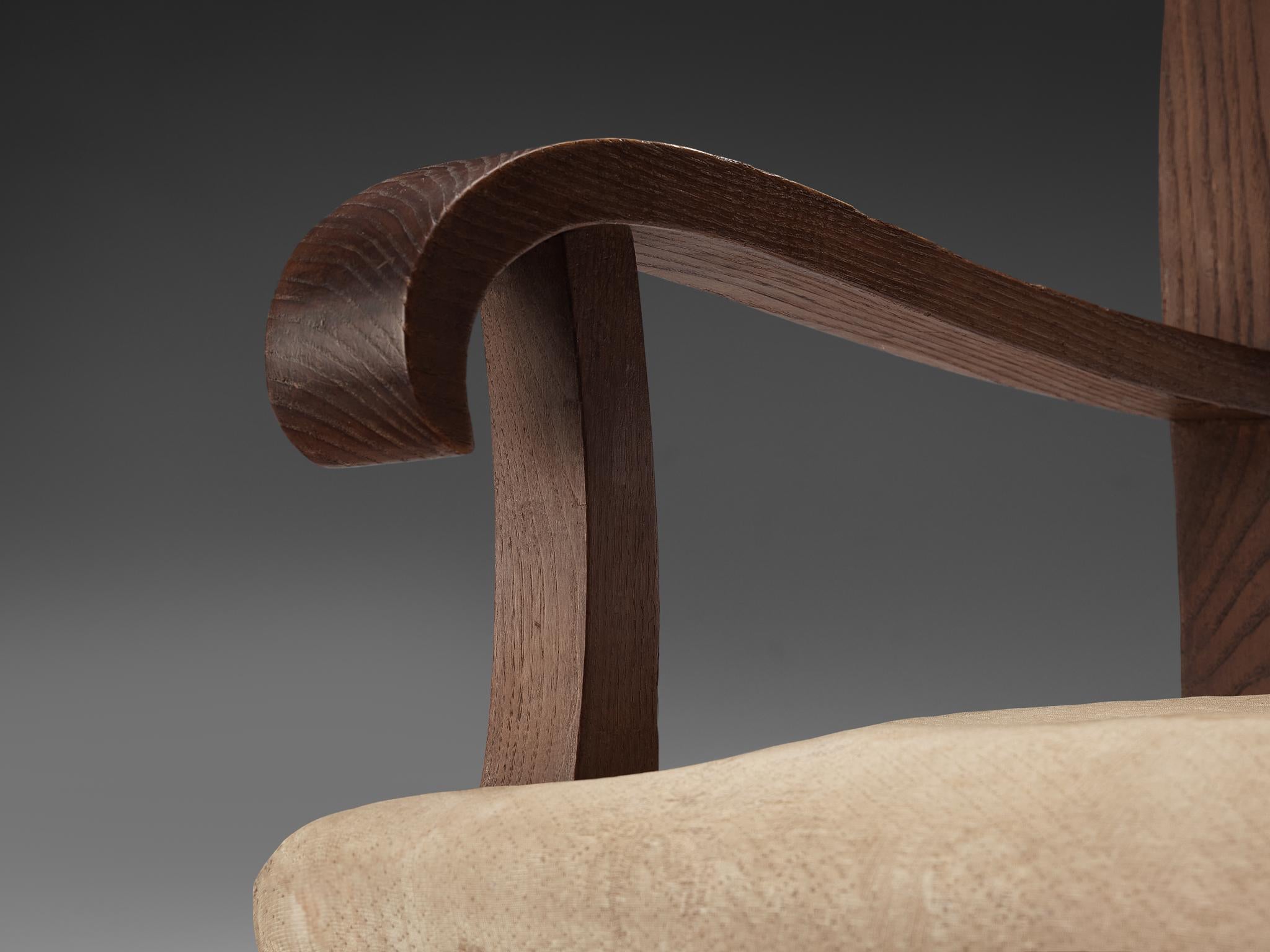Ernesto Valabrega Pair of Rare Armchairs in Oak For Sale 2