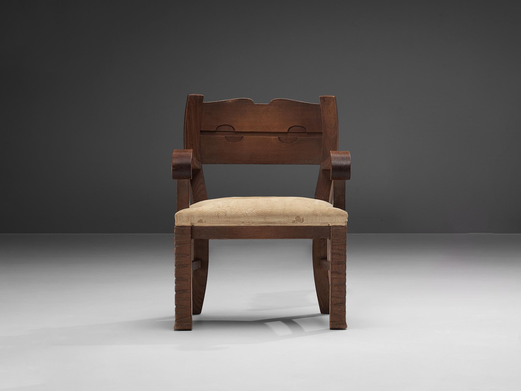 Mid-20th Century Ernesto Valabrega Rare Armchair in Oak For Sale