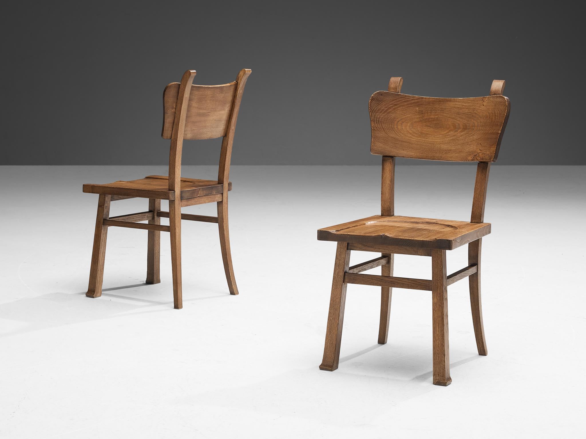 Art Deco Ernesto Valabrega Set of Eight Dining Chairs in Oak