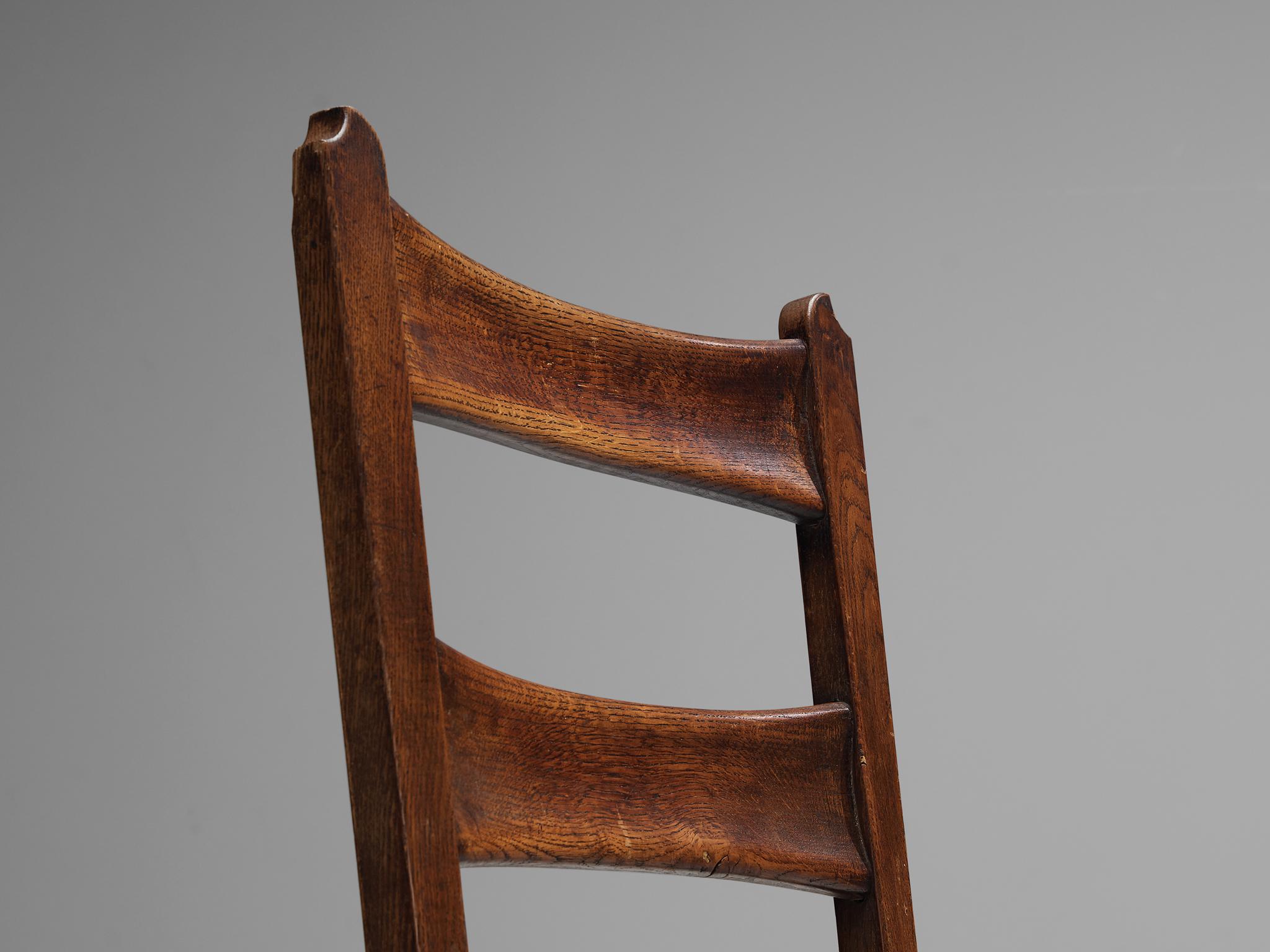 Ottone Set di sei sedie da pranzo Ernesto Valabrega in Oak e pelle in vendita