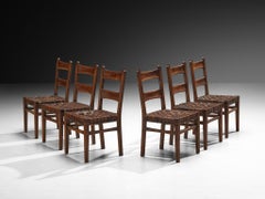 Ernesto Valabrega Set of Six Dining Chairs in Oak and Leather
