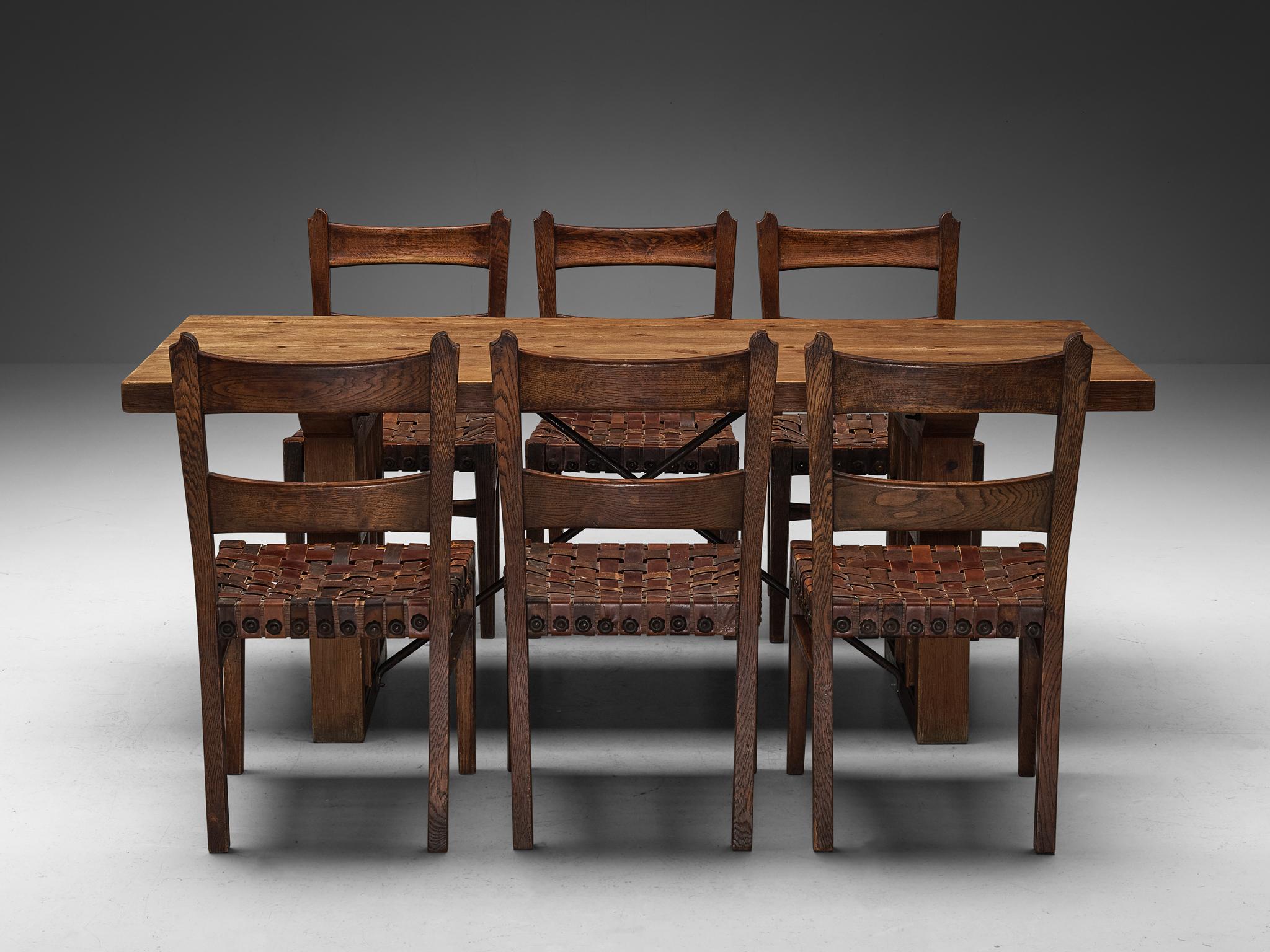 Ernesto Valabrega Set of Six Dining Chairs with Biosca Dining Table In Good Condition For Sale In Waalwijk, NL