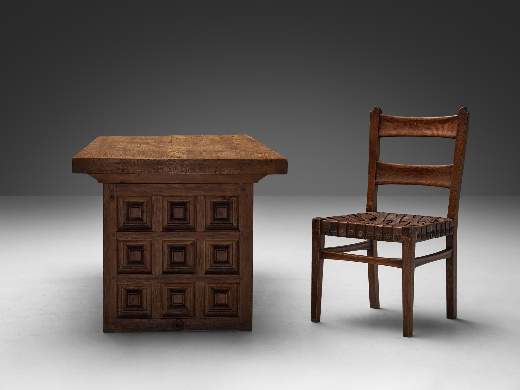 Ernesto Valabrega Set of Six Dining Chairs with Biosca Dining Table For Sale 1