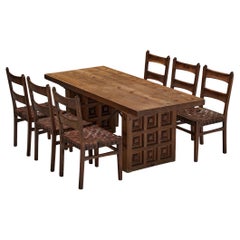 Ernesto Valabrega ensemble de six chaises de salle à manger avec table de salle à manger Biosca 
