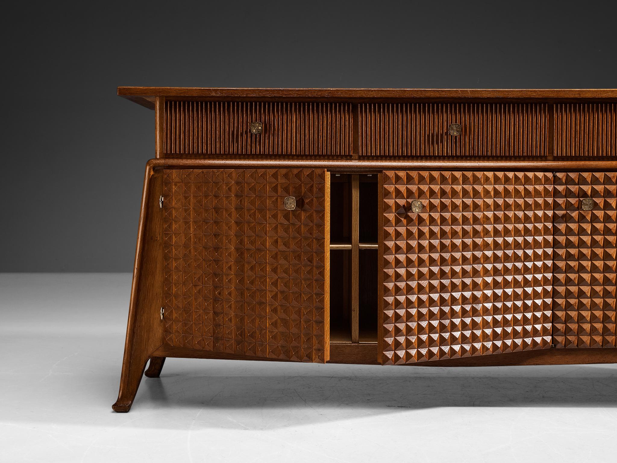 Ernesto Valabrega Sideboard in Stained Oak and Brass  2