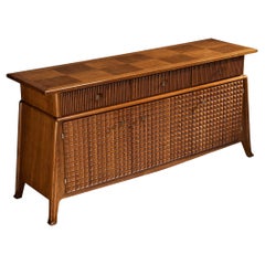 Ernesto Valabrega Sideboard in Stained Oak and Brass 