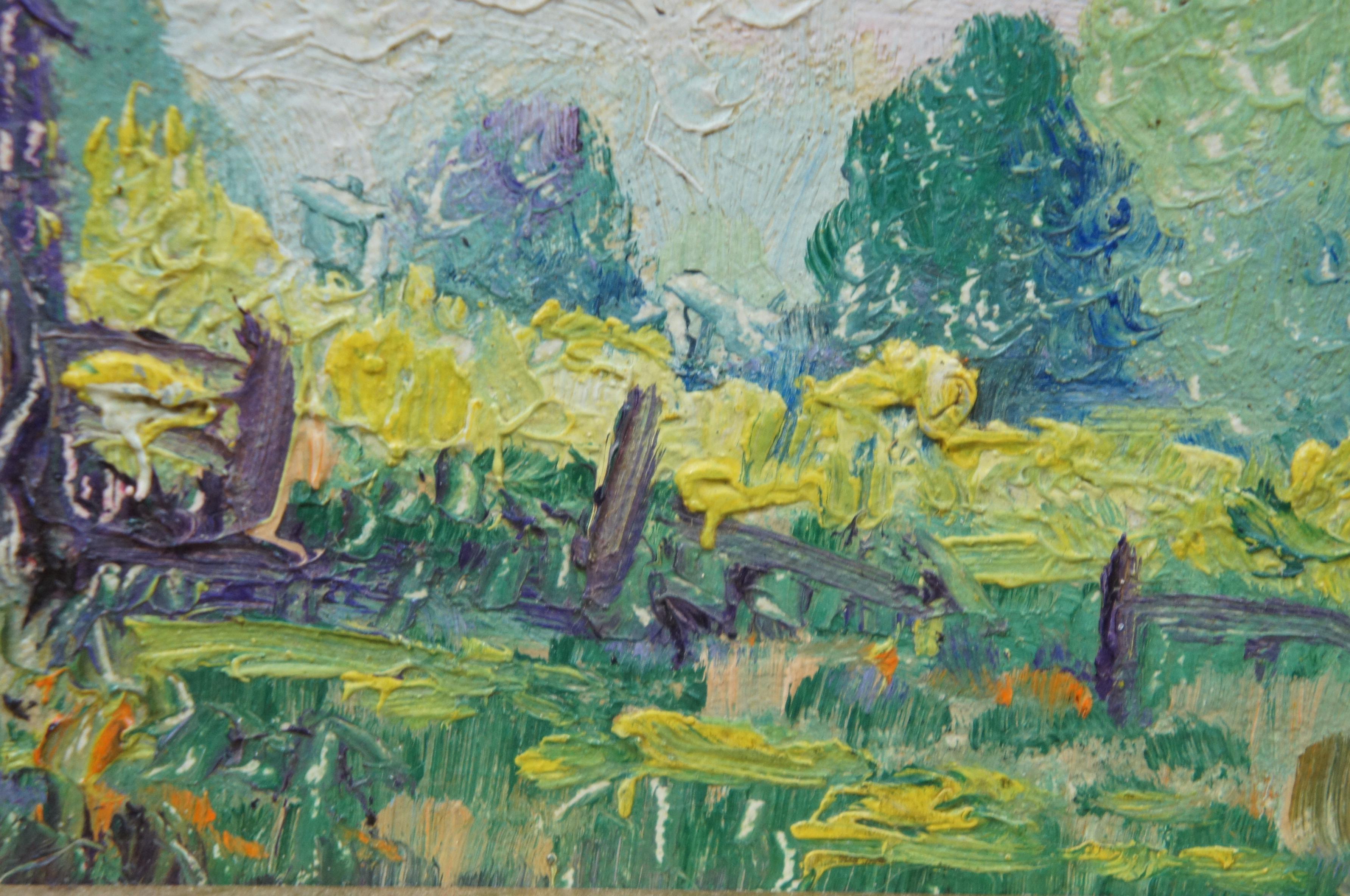 Ernest’s Fredericks Oil on Board Impressionist Spring Landscape Painting 6