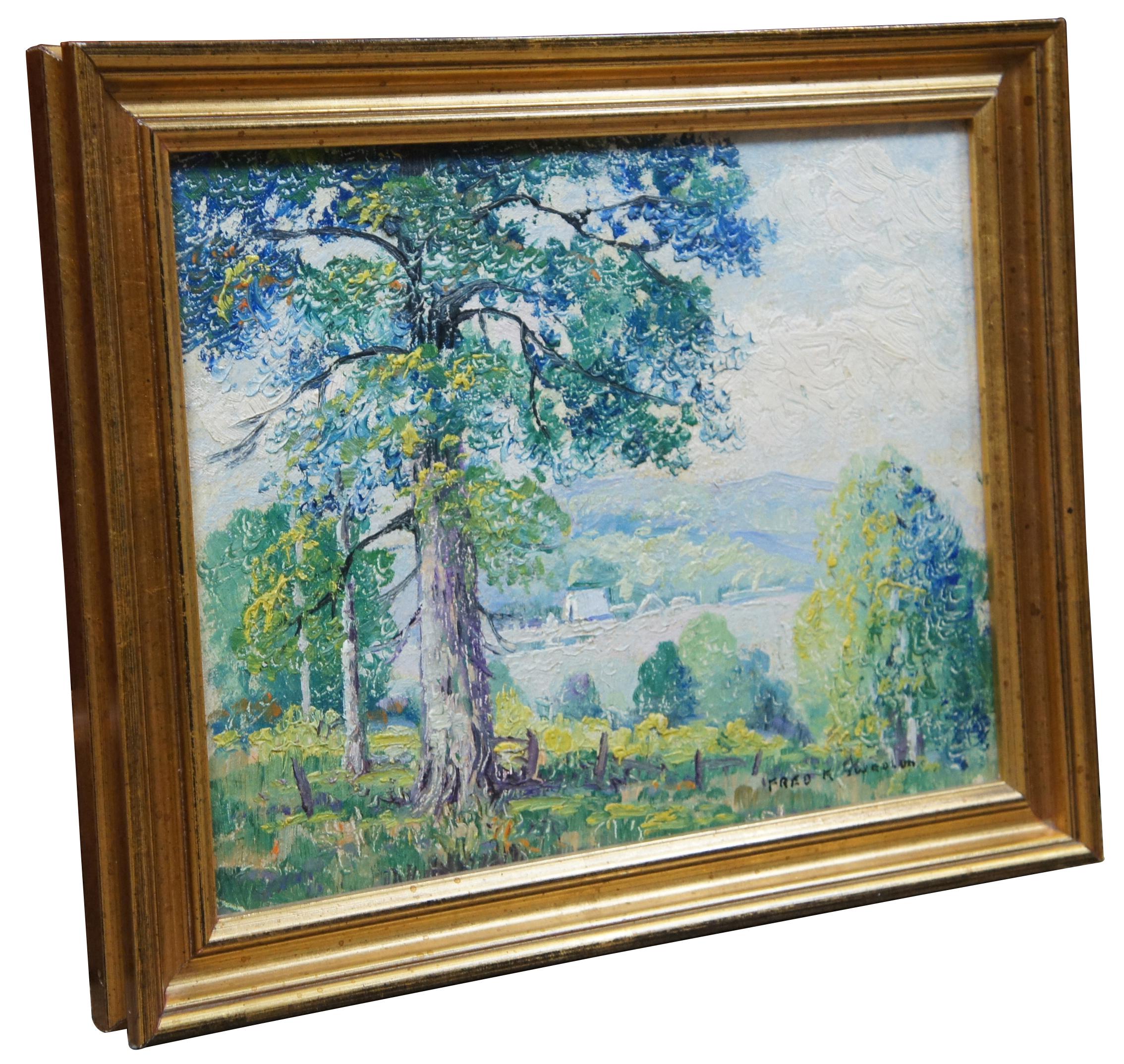 Expressionist Ernest’s Fredericks Oil on Board Impressionist Spring Landscape Painting