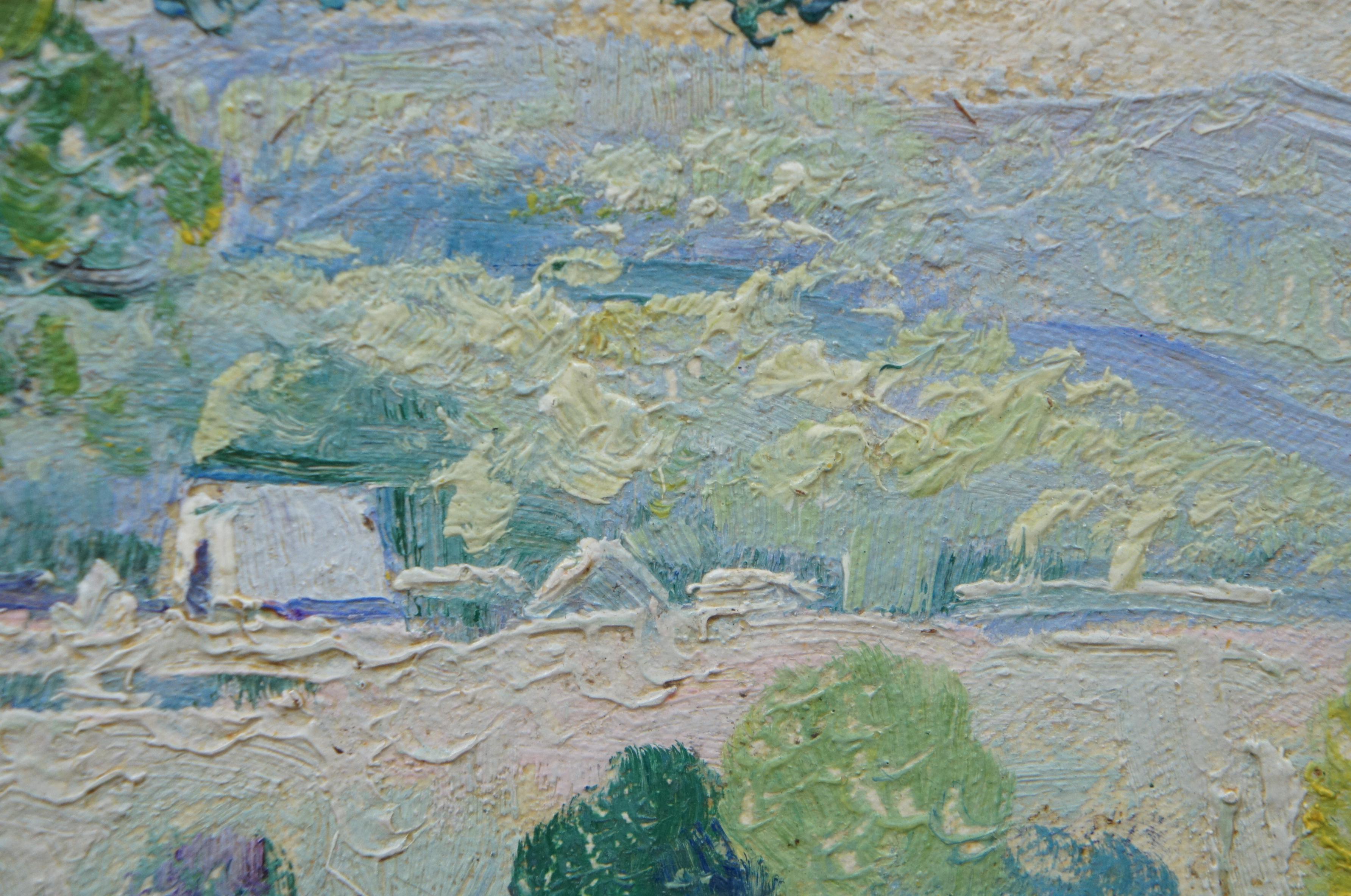 Ernest’s Fredericks Oil on Board Impressionist Spring Landscape Painting 3