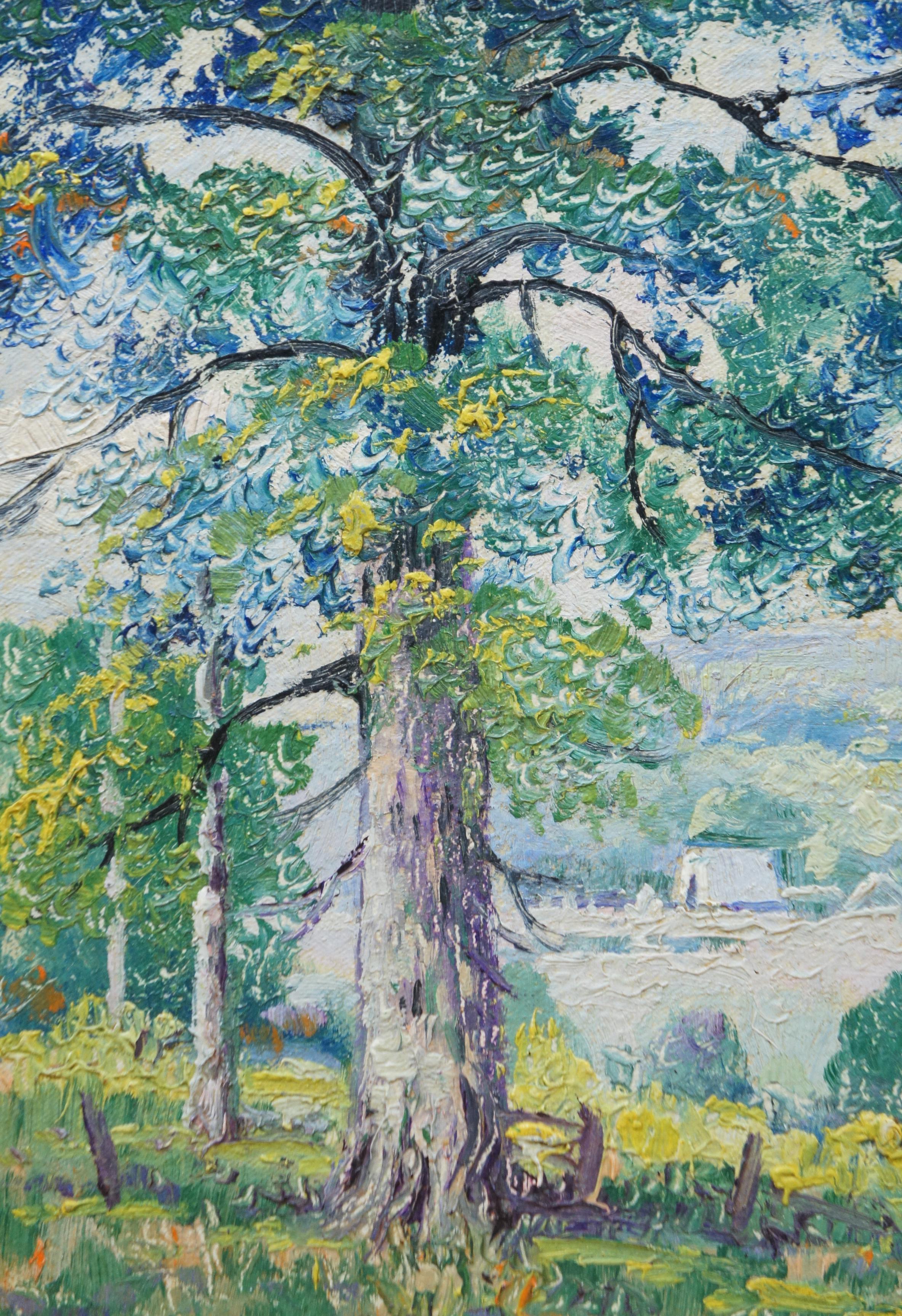 Ernest’s Fredericks Oil on Board Impressionist Spring Landscape Painting 4