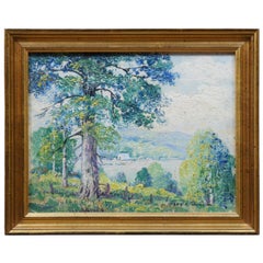 Ernest’s Fredericks Oil on Board Impressionist Spring Landscape Painting
