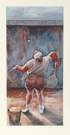 An der Wand, Moderne Kunst Lithographie von Ernie Barnes