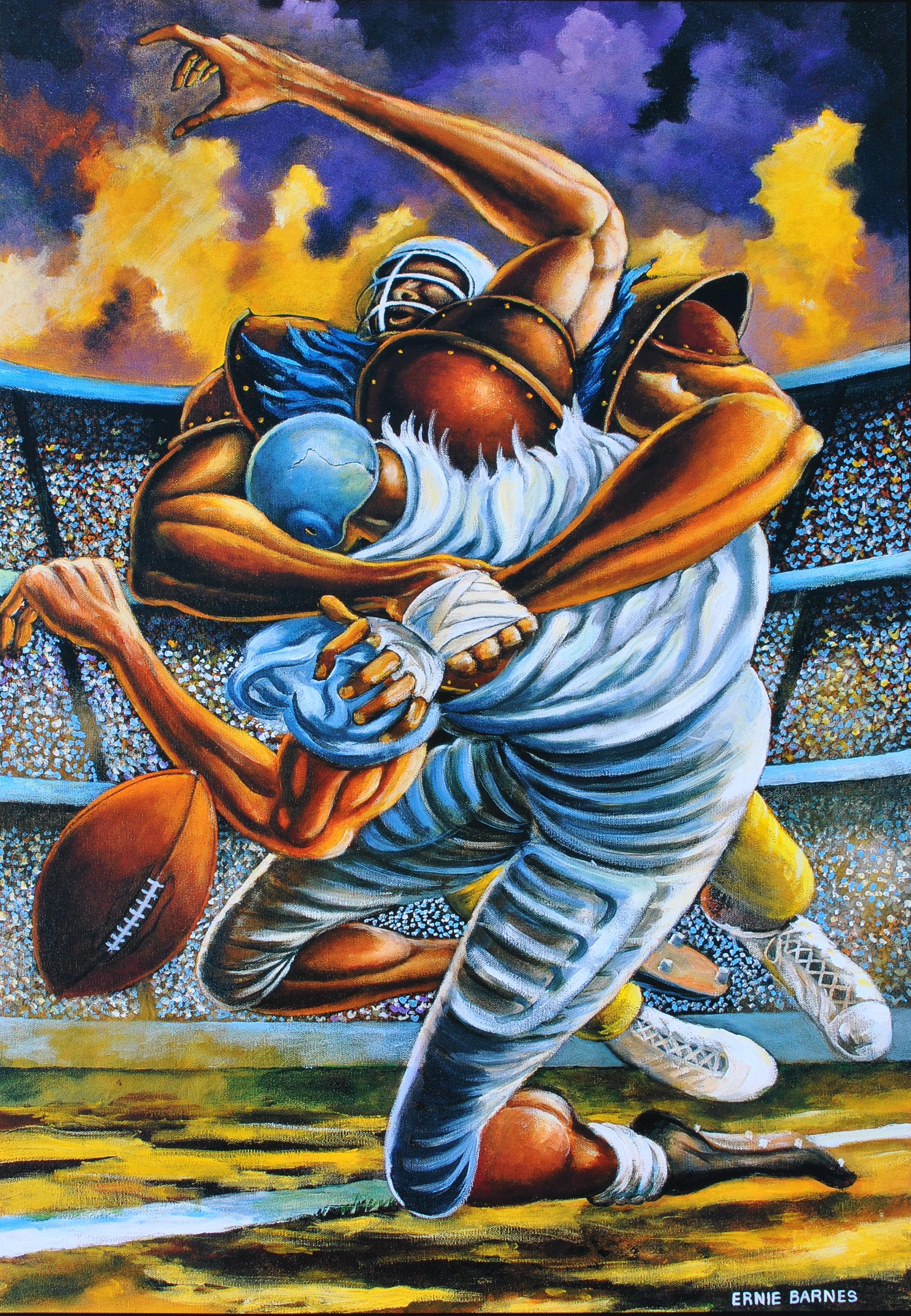 FOOTBALL - Determination - Original Screen Print - Black Interior Print by Ernie Barnes