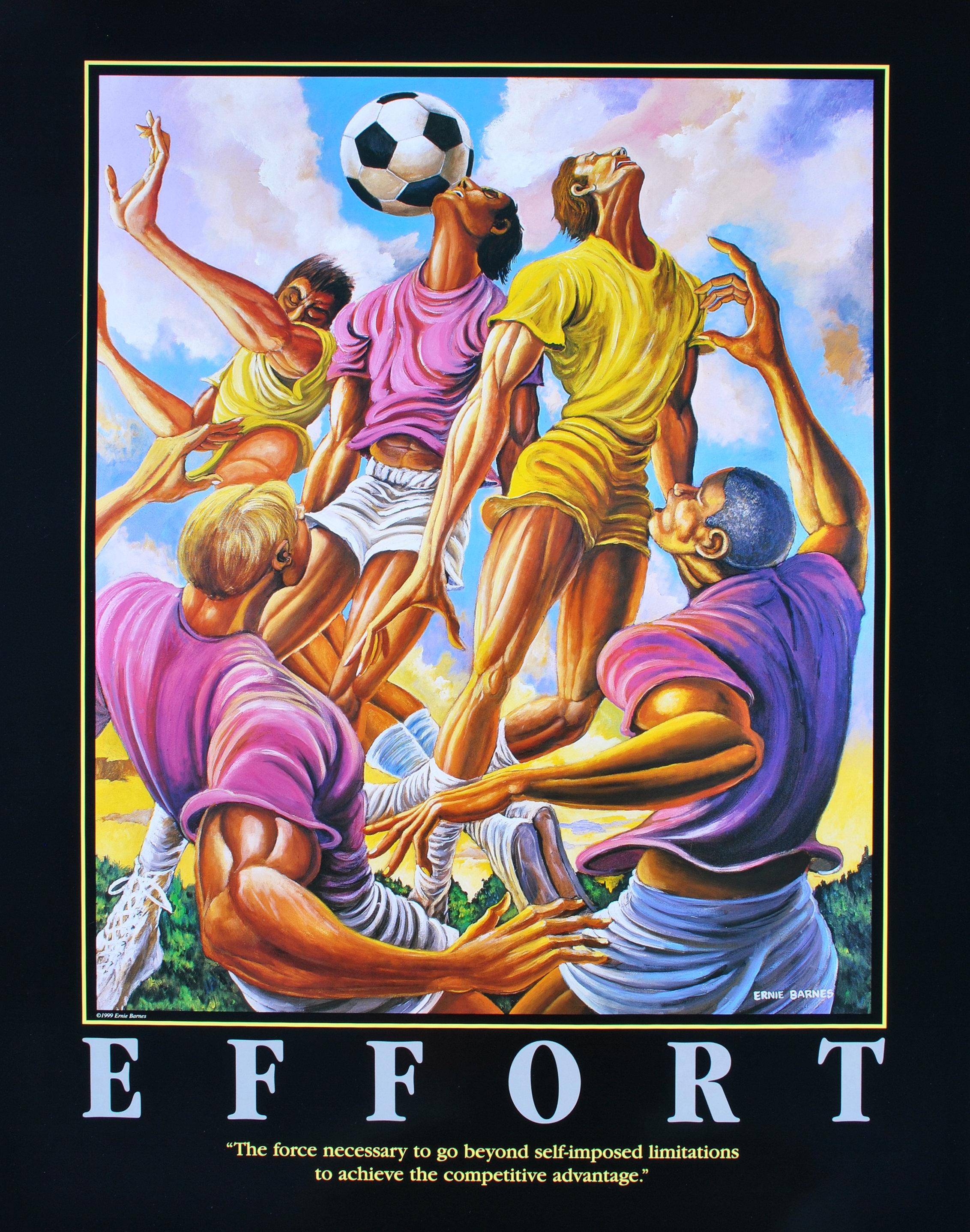 Ernie Barnes Interior Print - FOOTBALL - Effort - Original Screen Print
