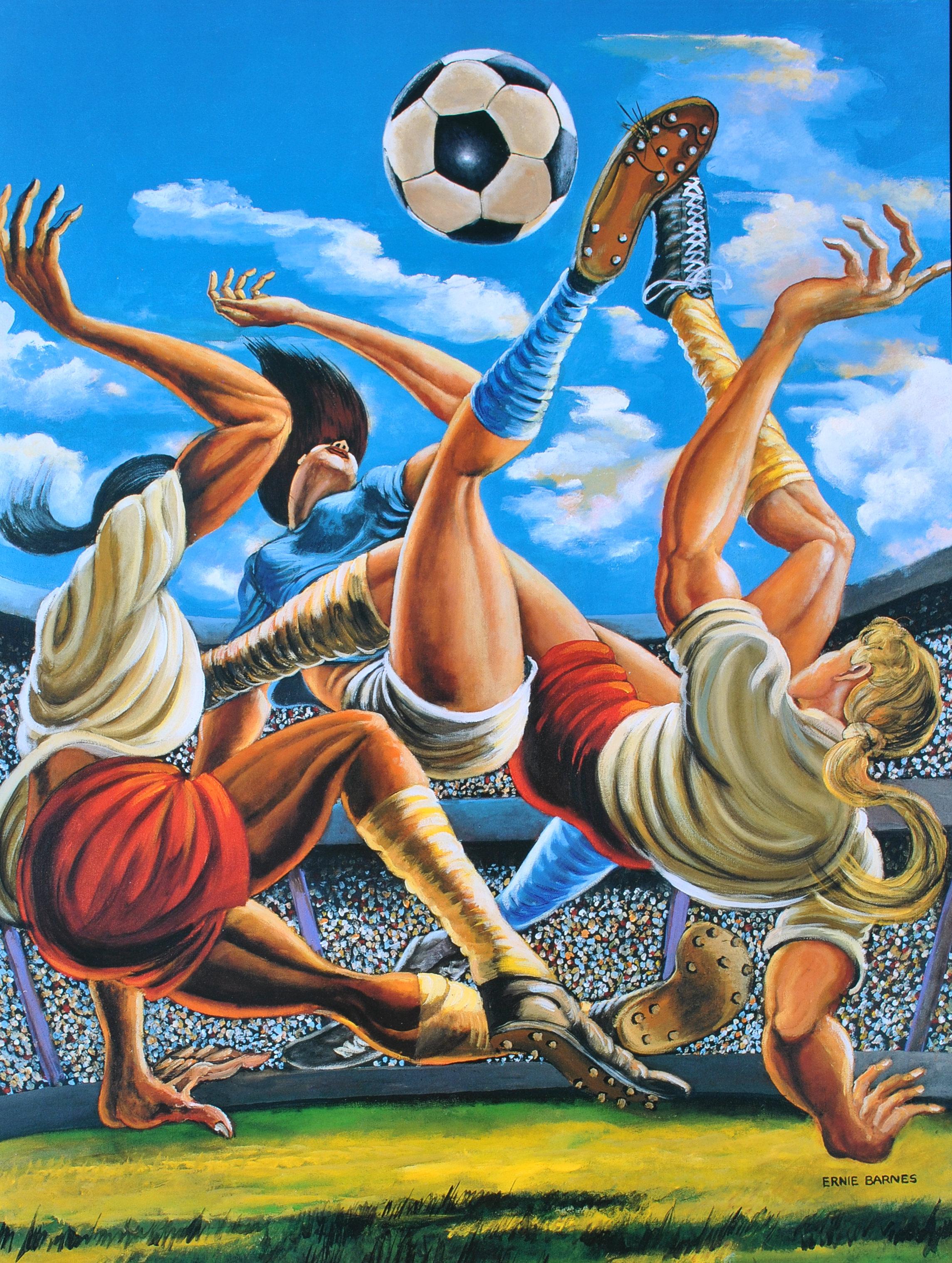 FOOTBALL - Excellence - Original Screen Print - Black Interior Print by Ernie Barnes