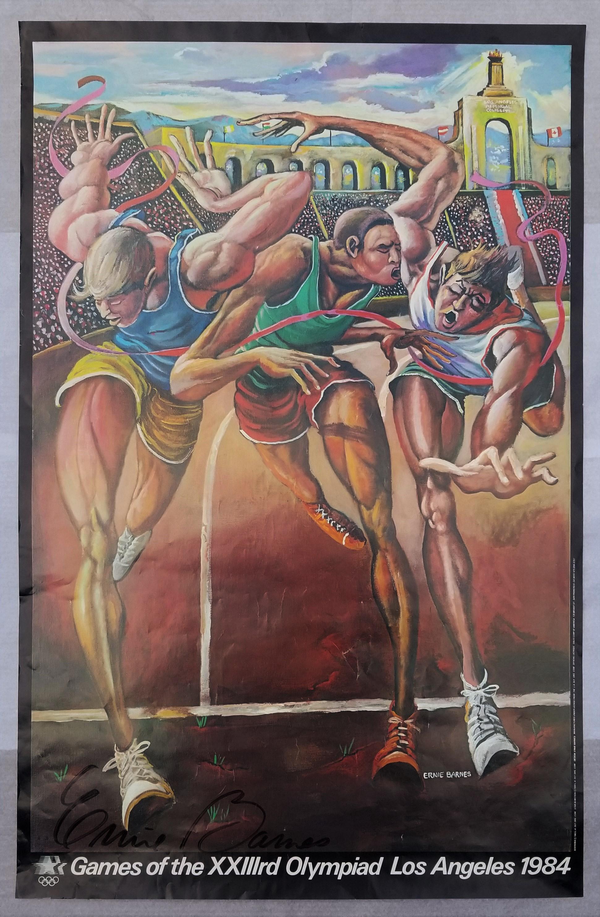 Los Angeles 1984 Olympic Games (The Finish) Poster (Signed) /// Black Art Sports - Print by Ernie Barnes