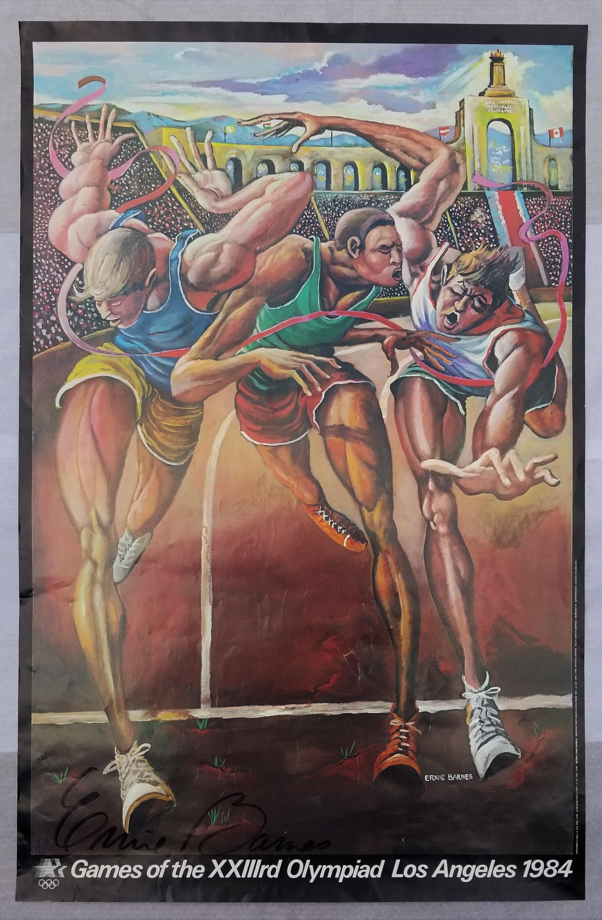 Poster dei Giochi Olimpici di Los Angeles 1984 (The Finish) (firmato) /// Black Art Sports - Print di Ernie Barnes