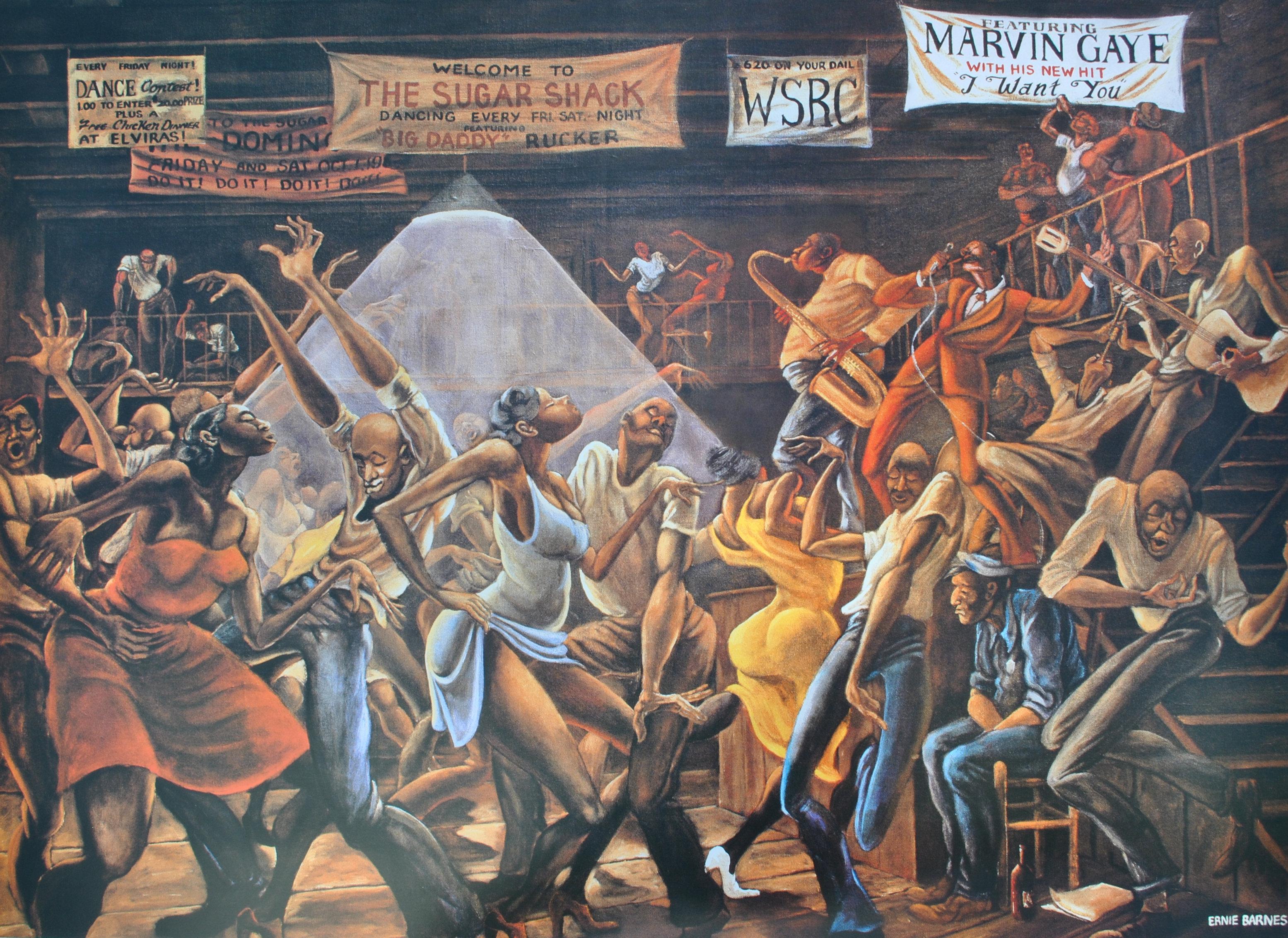 Sugar Shack (Marvin Gaye) - Serigrafía original - Print Moderno de Ernie Barnes