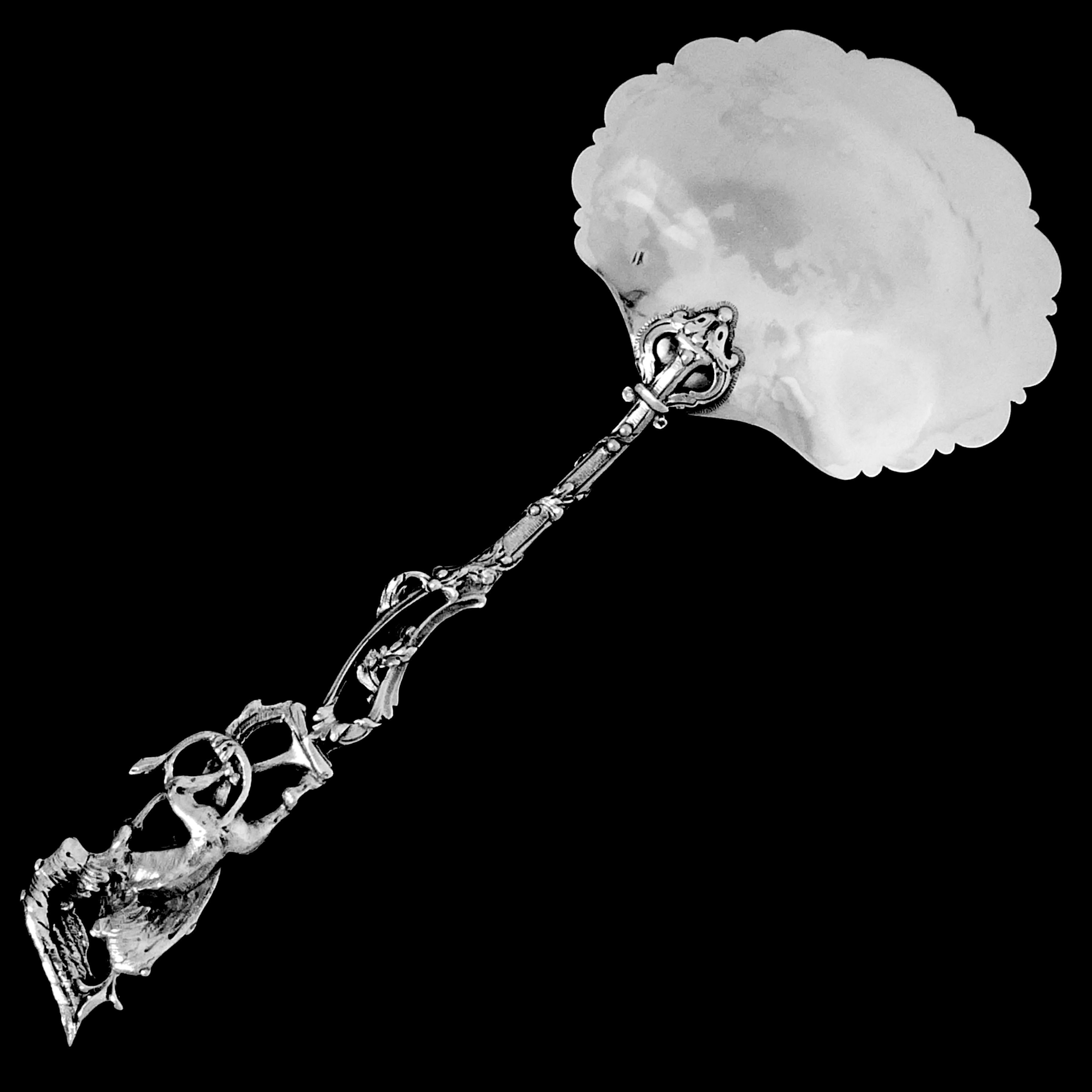 Ernie Masterpiece French Sterling Silver 18 Karat Gold Strawberry Spoon, Dragon For Sale 1