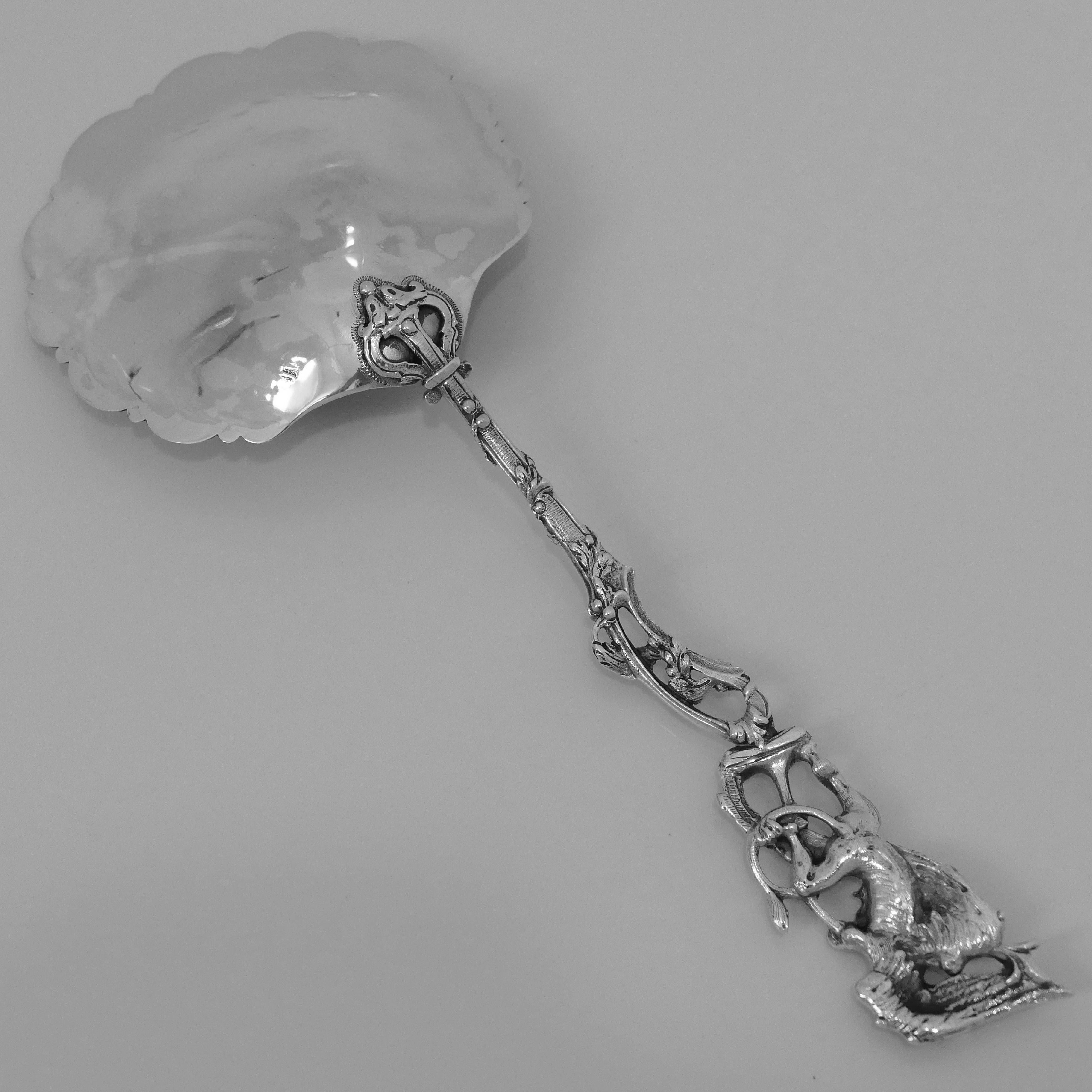 Ernie Masterpiece French Sterling Silver 18 Karat Gold Strawberry Spoon, Dragon For Sale 3
