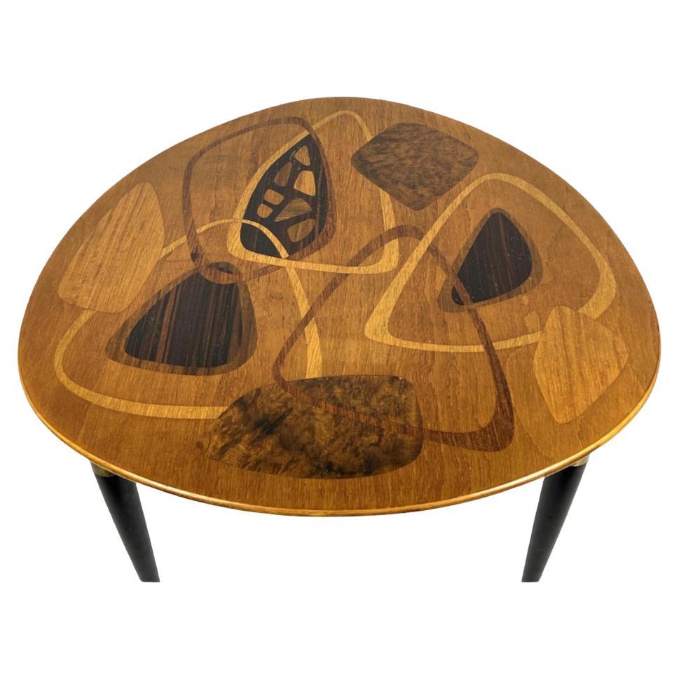 Erno Fabry Abstract Inlaid Exotic Wood Modernist Side Table