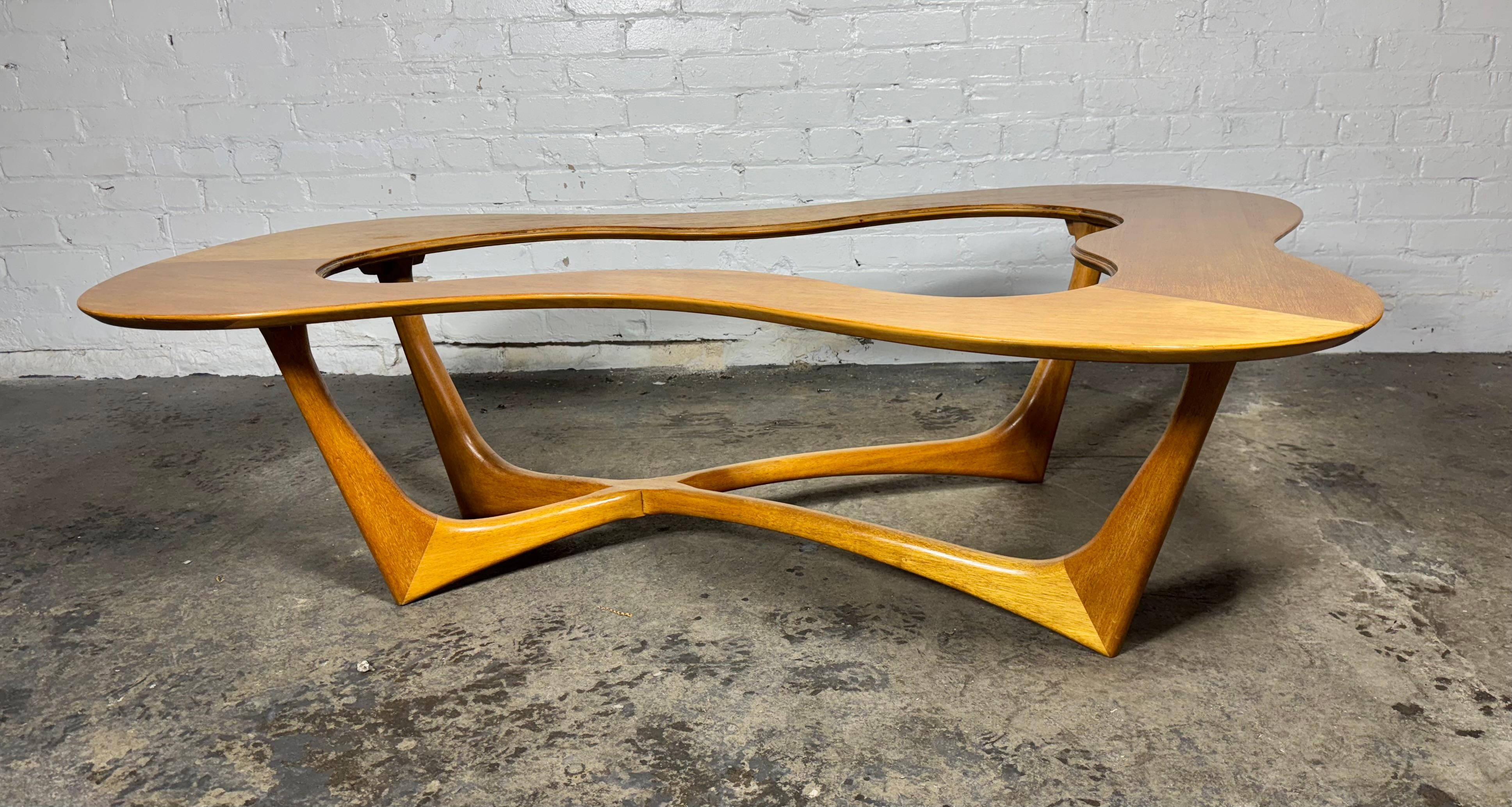 Verre Table basse biomorphique de Erno Fabry, moderniste italien