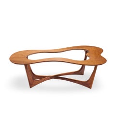 Erno Fabry Mid Century Walnut and Glass Biomorphic Coffee Table