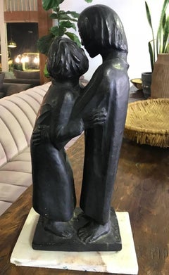 Ernst Barlach Bronze Sculpture "The Reunion" on Marble Base