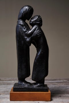 Ernst Barlach "Das Wiedersehen", Patina nera su gesso, A.I.C. Berlino, 1960 ca.