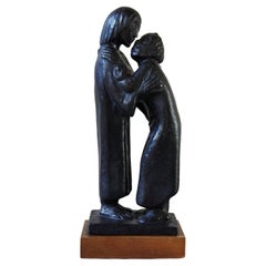 Ernst Barlach "Das Wiedersehen", Patina nera su gesso, A.I.C. Berlino, 1960 ca.