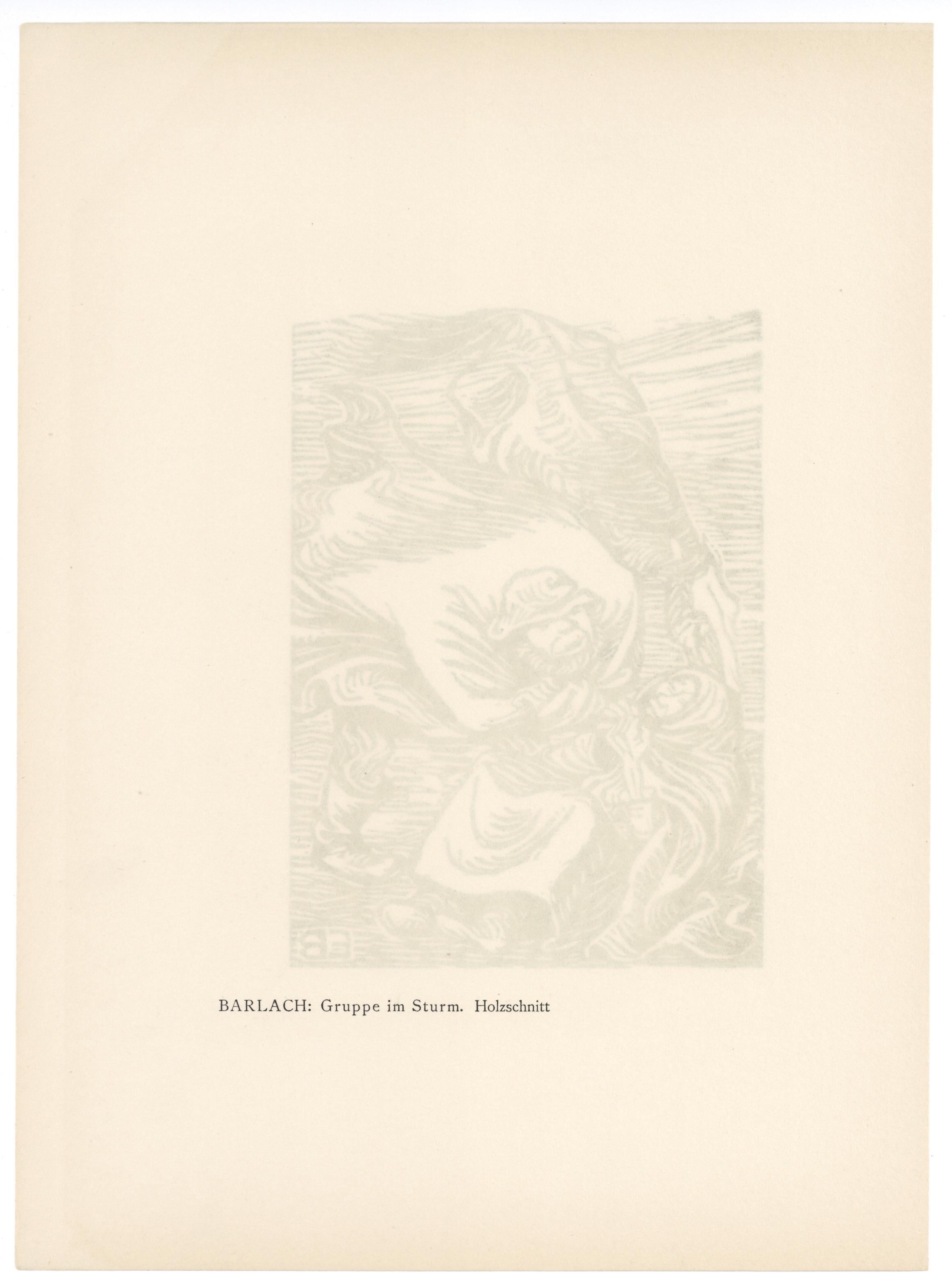 „Gruppe in Sturm“ Original-Holzschnitt (Expressionismus), Print, von Ernst Barlach