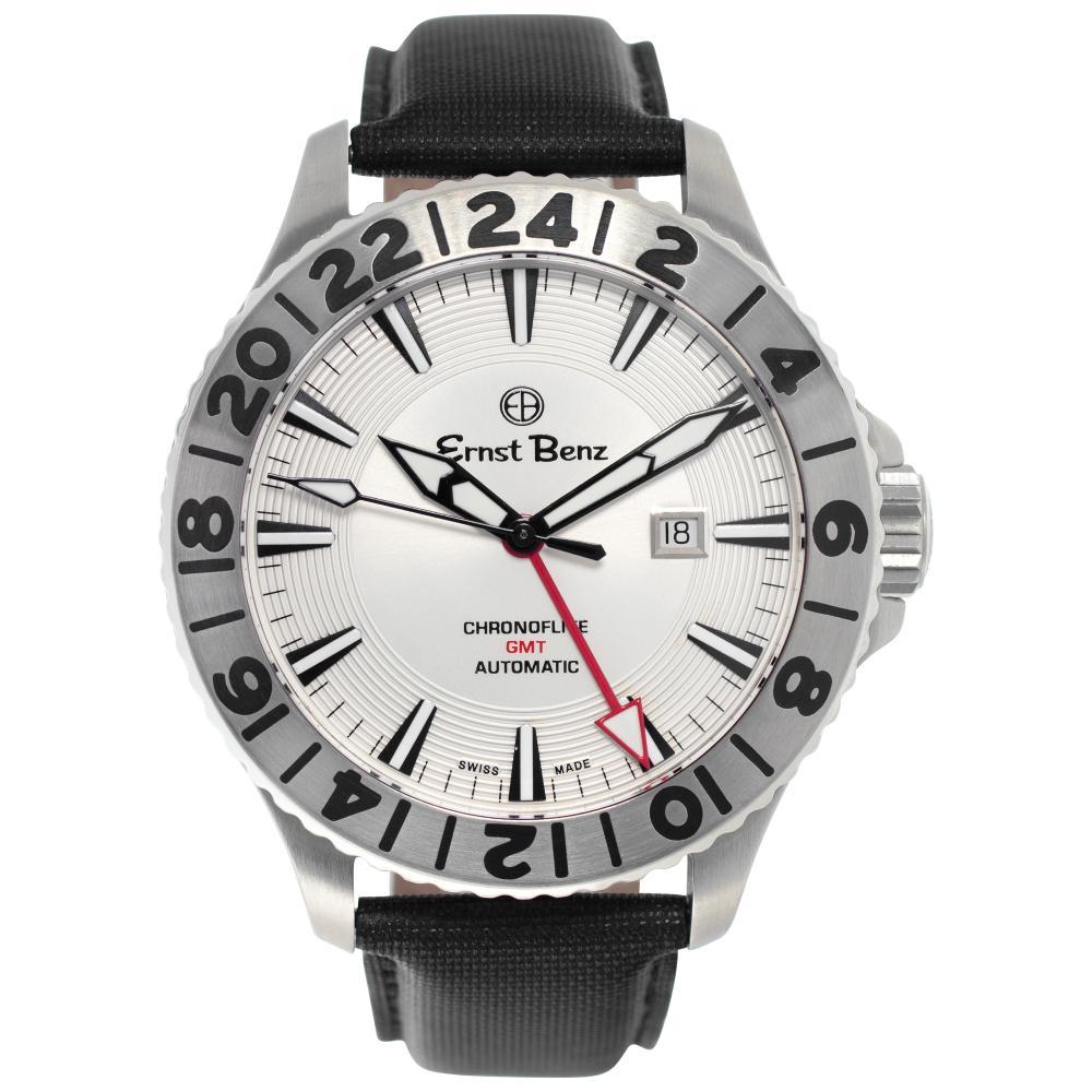 Ernst Benz Chronoflite GMT GC10522 Stainless Steel w/ Silver dial 47mm Automatic For Sale