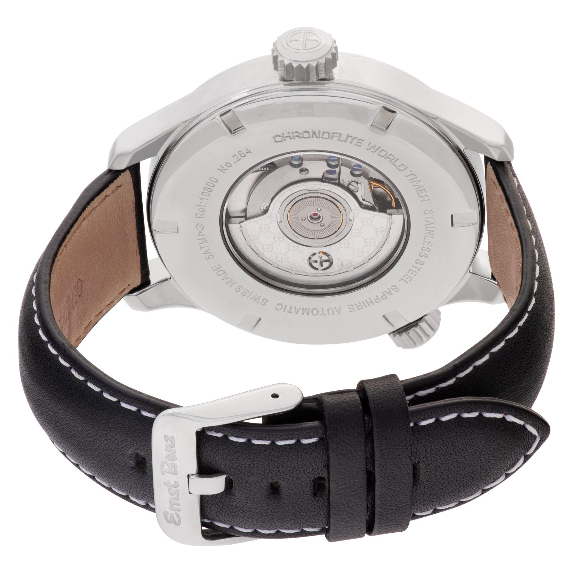 Ernst Benz: Chronoflite World Timer 10800, schwarzes Edelstahlzifferblatt Herren