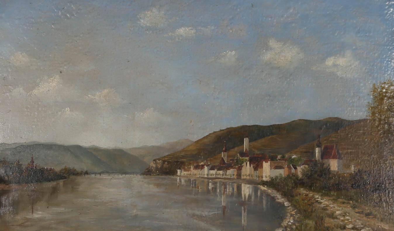 Ernst Dargen (1866-1929) - Peinture à l'huile du début du 20e siècle, ville du lac Starnberg en vente 1