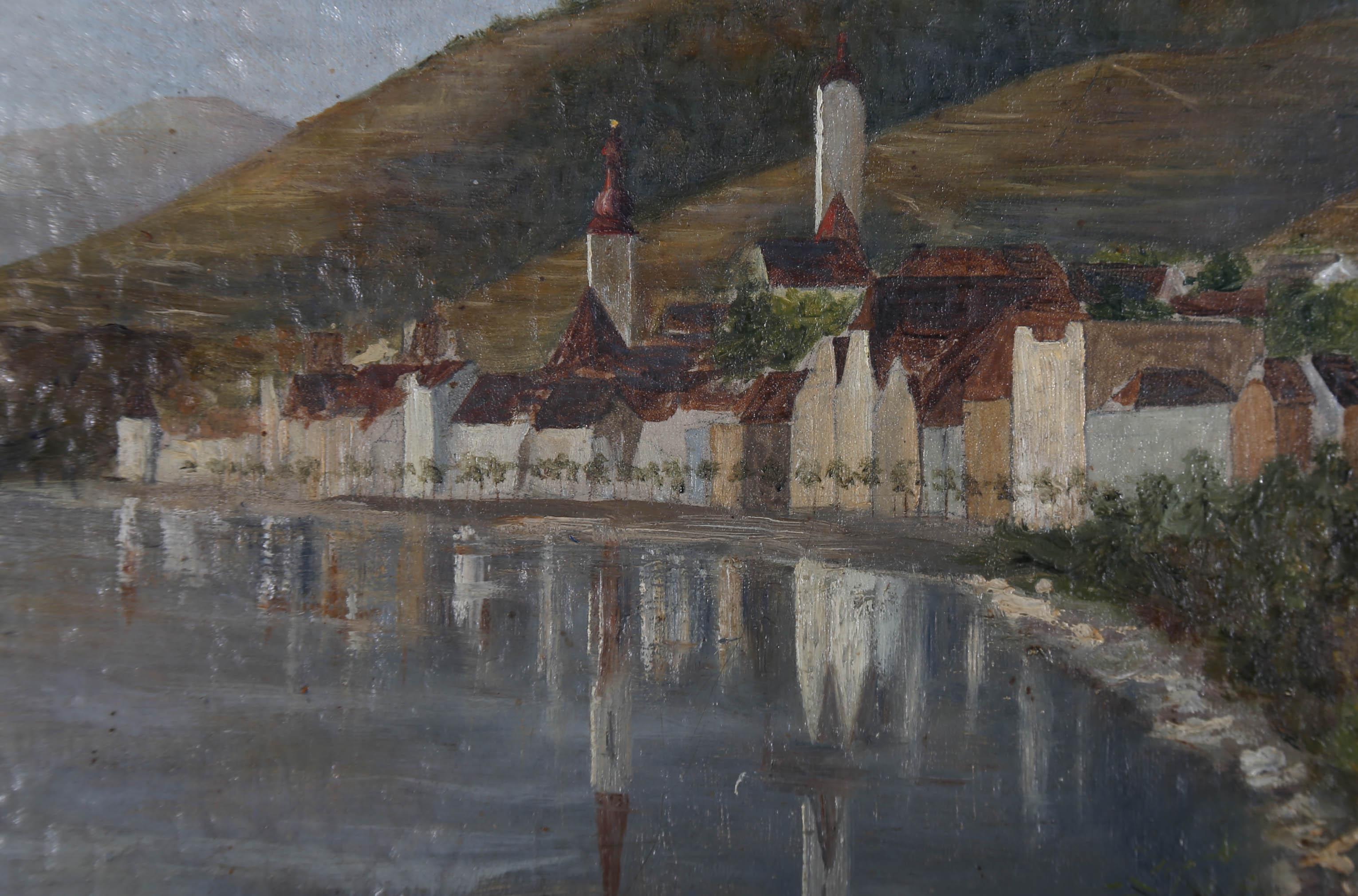 Ernst Dargen (1866-1929) - Peinture à l'huile du début du 20e siècle, ville du lac Starnberg en vente 4