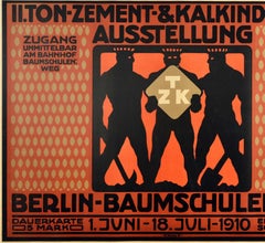 Original Antique Poster Clay Cement Lime Industry Exhibition Berlin Industry TZK