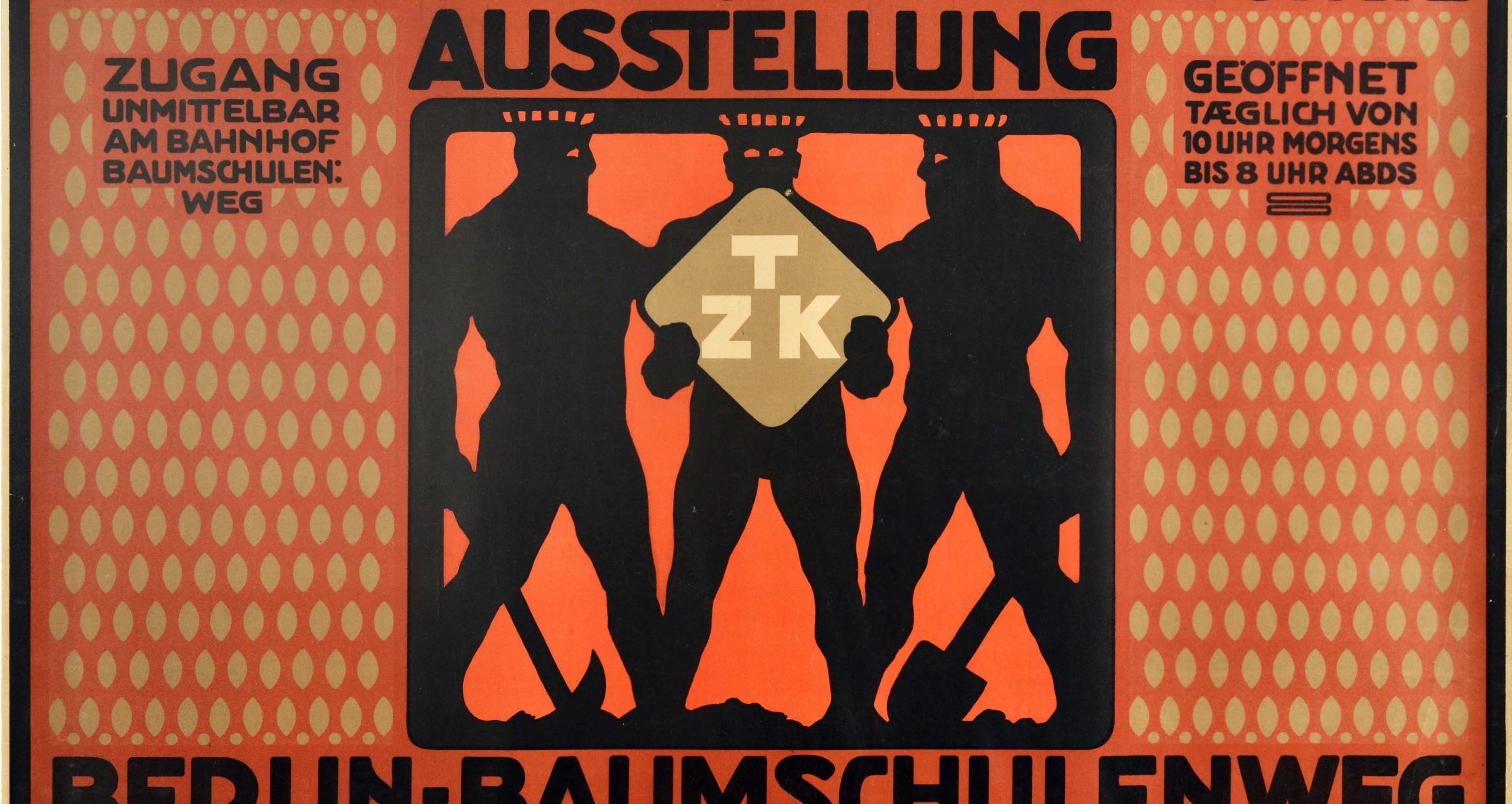 Original Antikes Original-Poster, Ton, Zement, Limonen, Industrie, Ausstellung, Berlin, Industrie, TZK (Orange), Print, von Ernst Friedrich Knauf